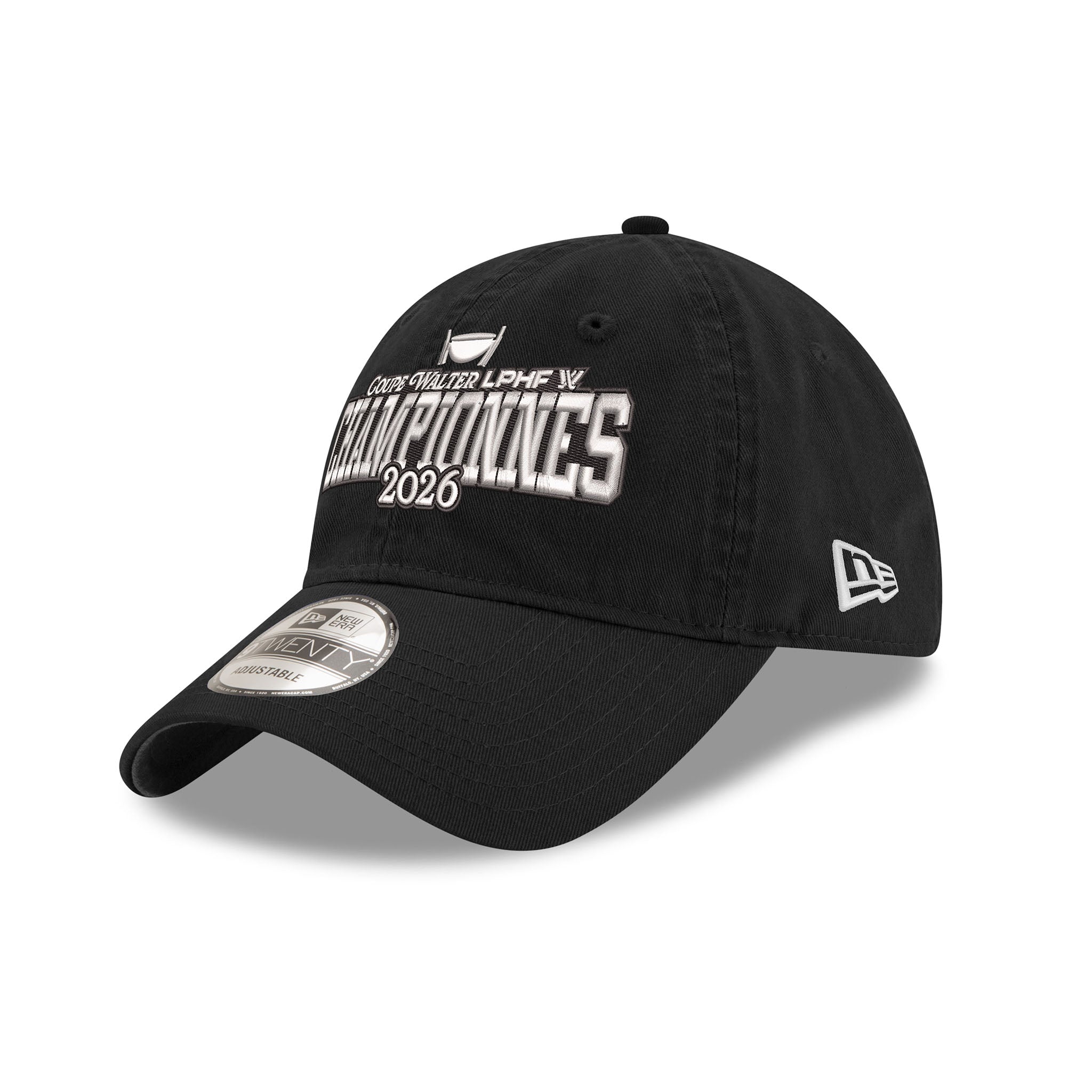 Black cap with '2026 Champions' text and New Era logo on a white background