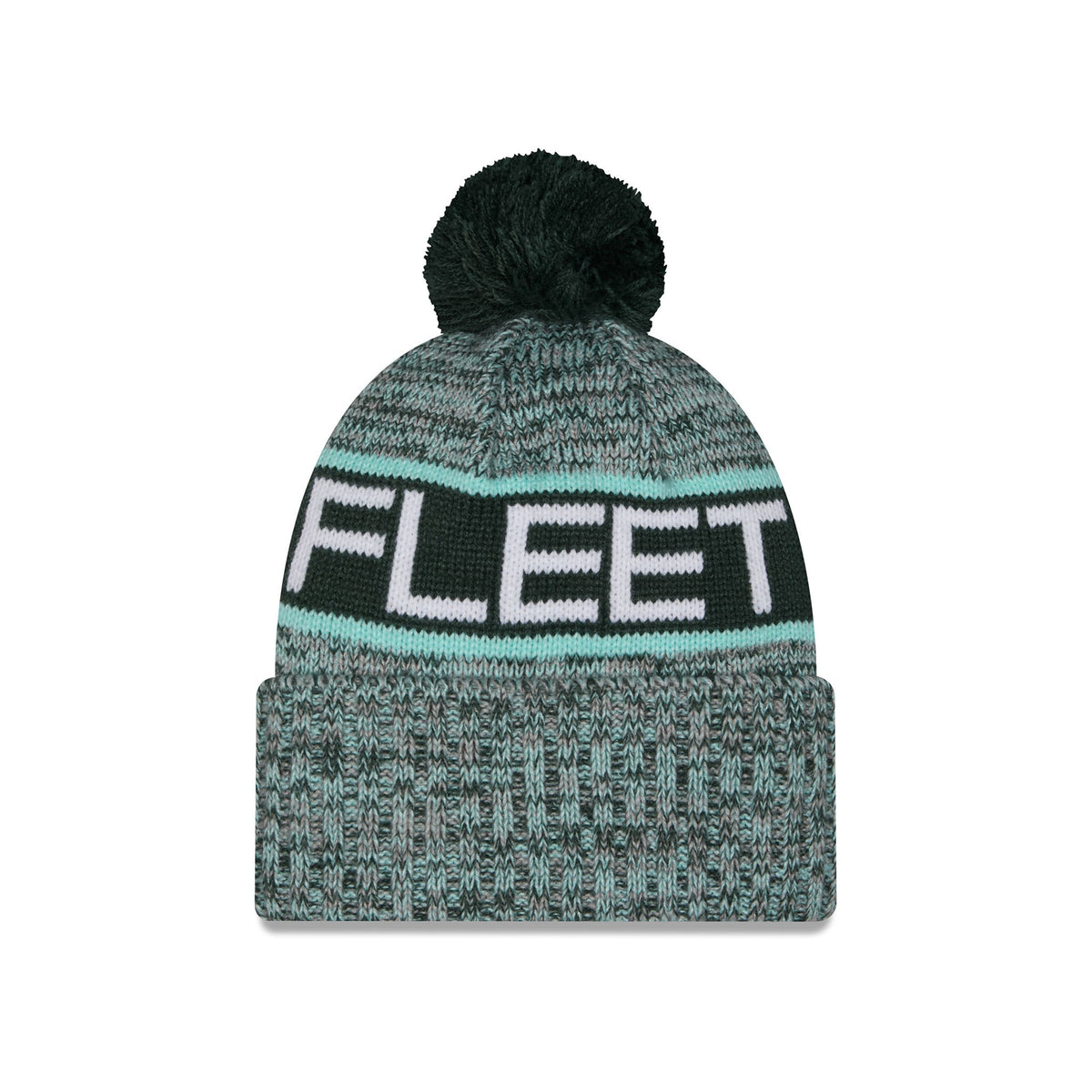 Adult Boston Fleet New Era Knit Tri Color Pom Beanie back view