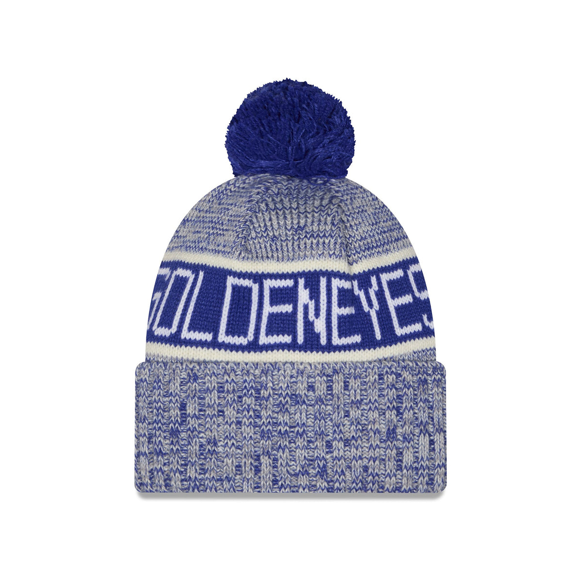 Adult Vancouver Goldeneyes New Era Knit Tri Color Pom Beanie back