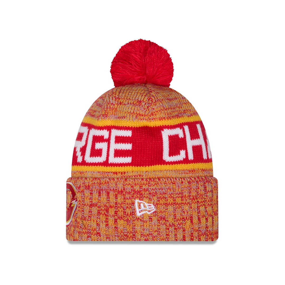 Adult Ottawa Charge New Era Knit Tri Color Pom Beanie side