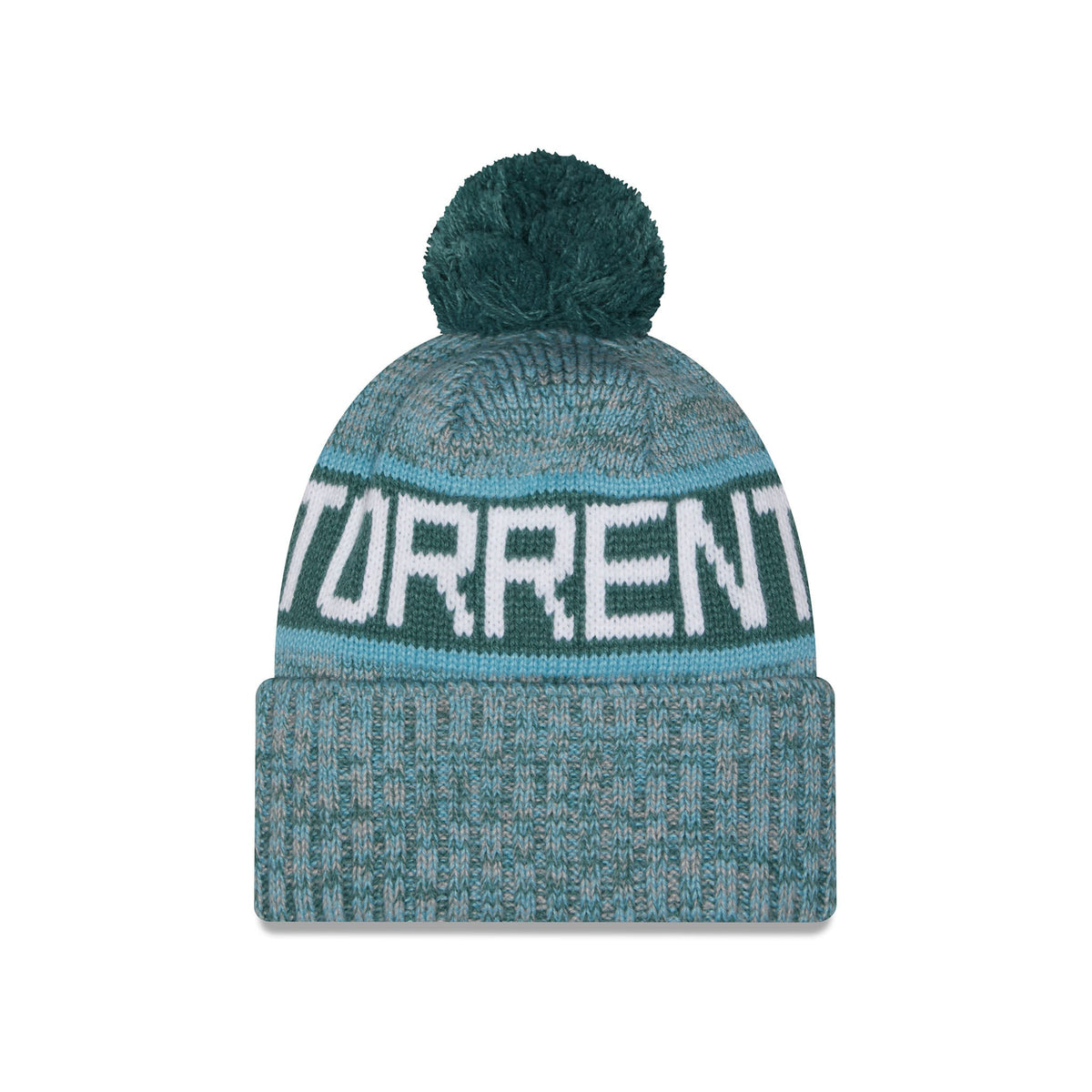 Adult Seattle Torrent New Era Knit Tri Color Pom Beanie back