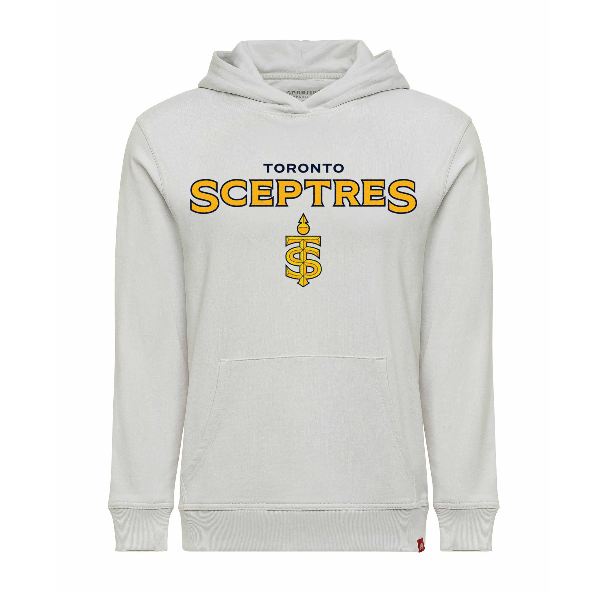 White hoodie with 'Toronto Sceptres' text and logo on a white background