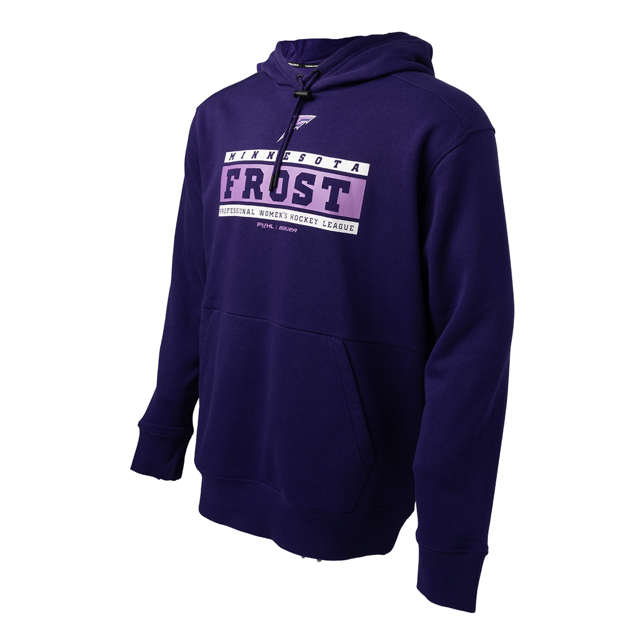 Purple hoodie with 'Minnesota Frost' text on a white background