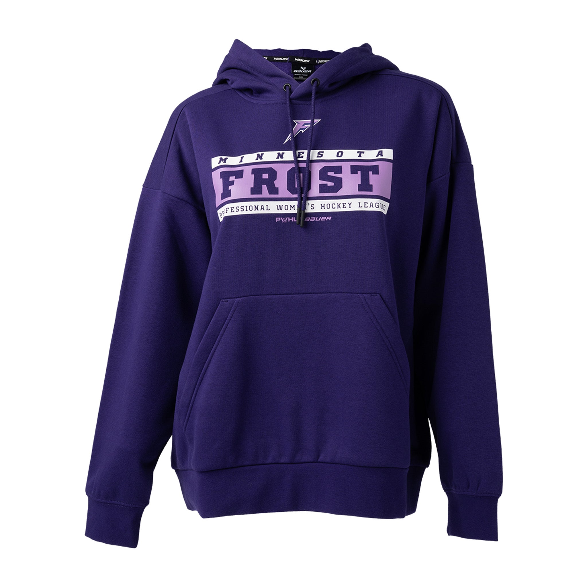 Purple hoodie with 'Minnesota Frost' text on a white background