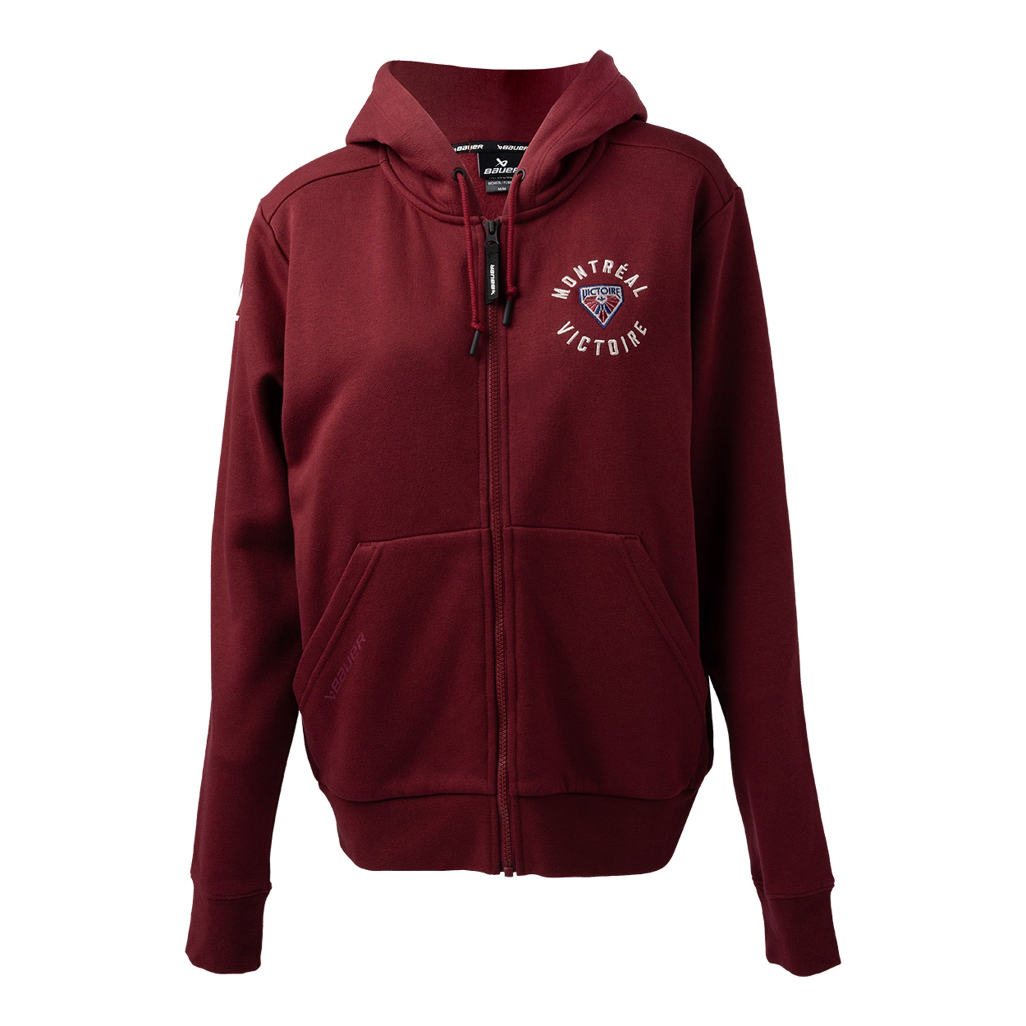 Maroon hoodie with 'Montreal Victoria' logo on a white background