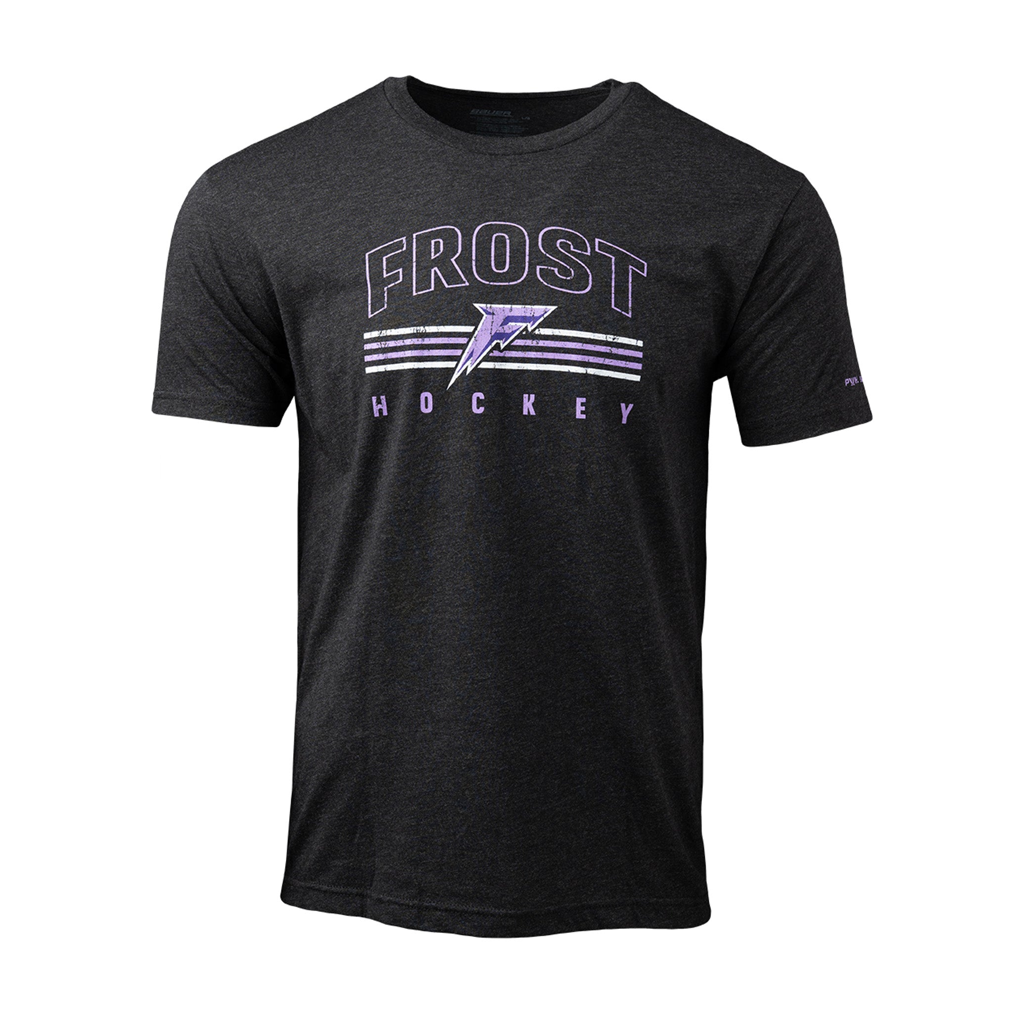 Black t-shirt with 'Frost Hockey' logo on a white background