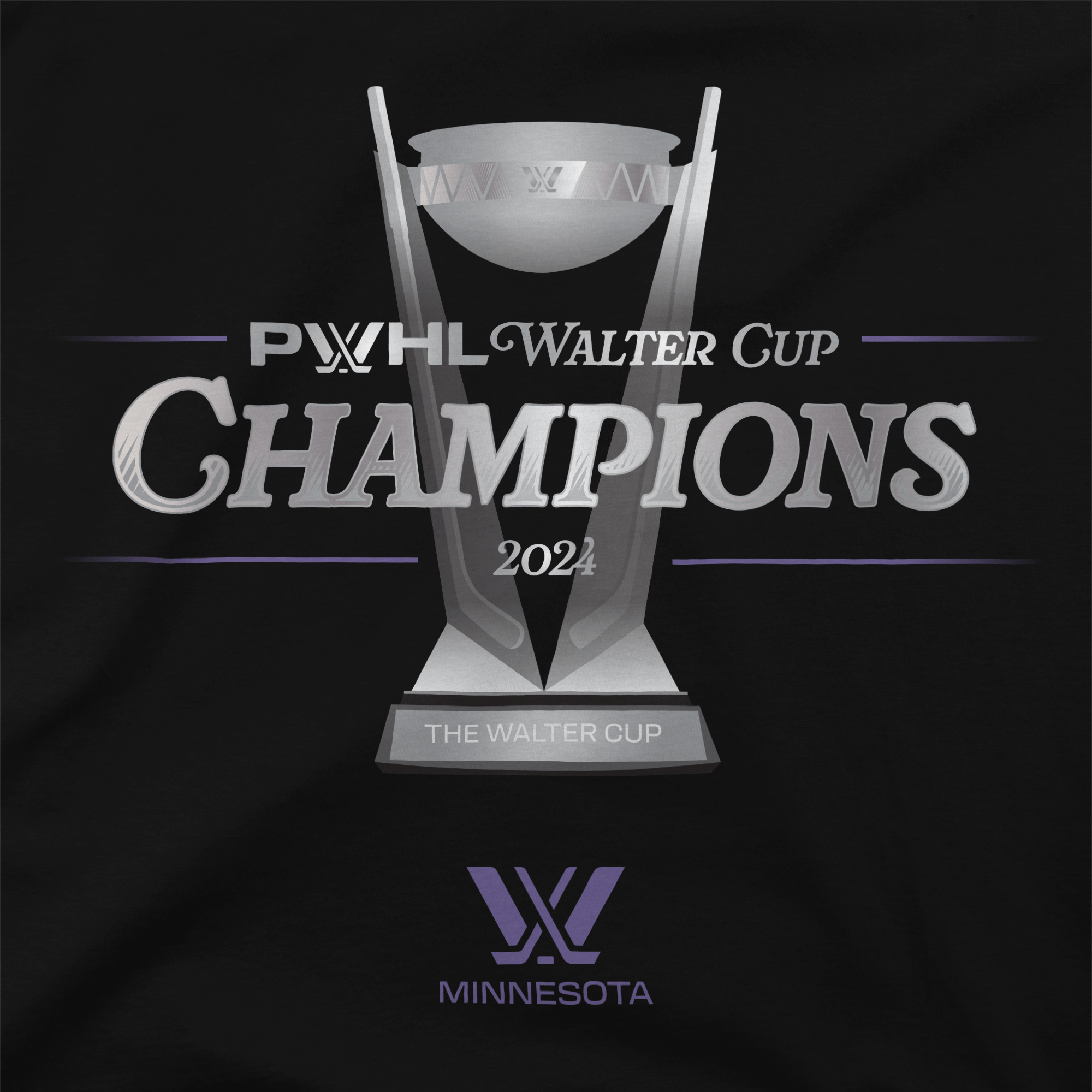 Minnesota PWHL Walter Cup Champions Trophy Graphic Stadium Essentials T-Shirt - T-Shirt in Black