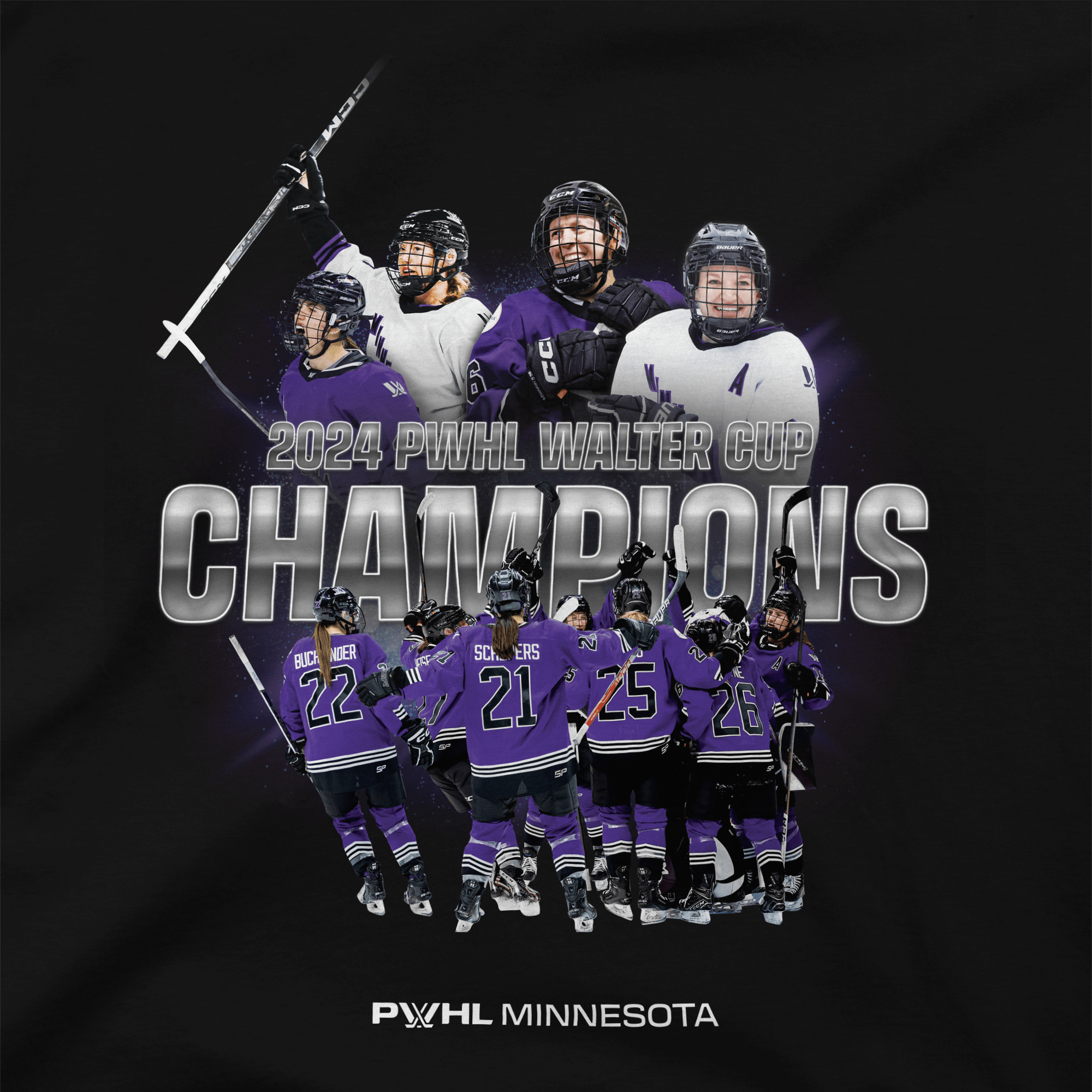 Minnesota PWHL Champions Burst Graphic Stadium Essentials T-Shirt - T-Shirt in Black