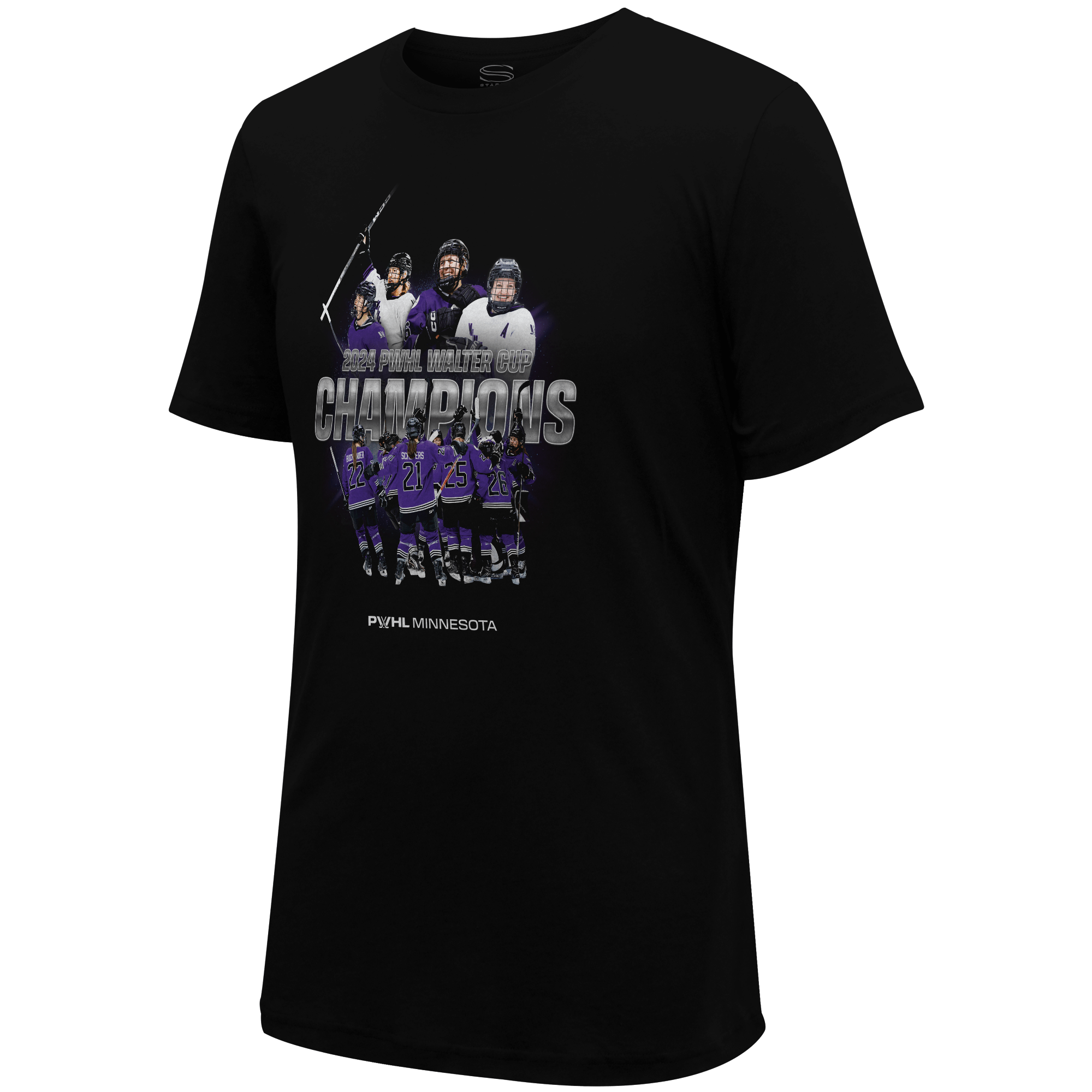 Minnesota PWHL Champions Burst Graphic Stadium Essentials T-Shirt - T-Shirt in Black