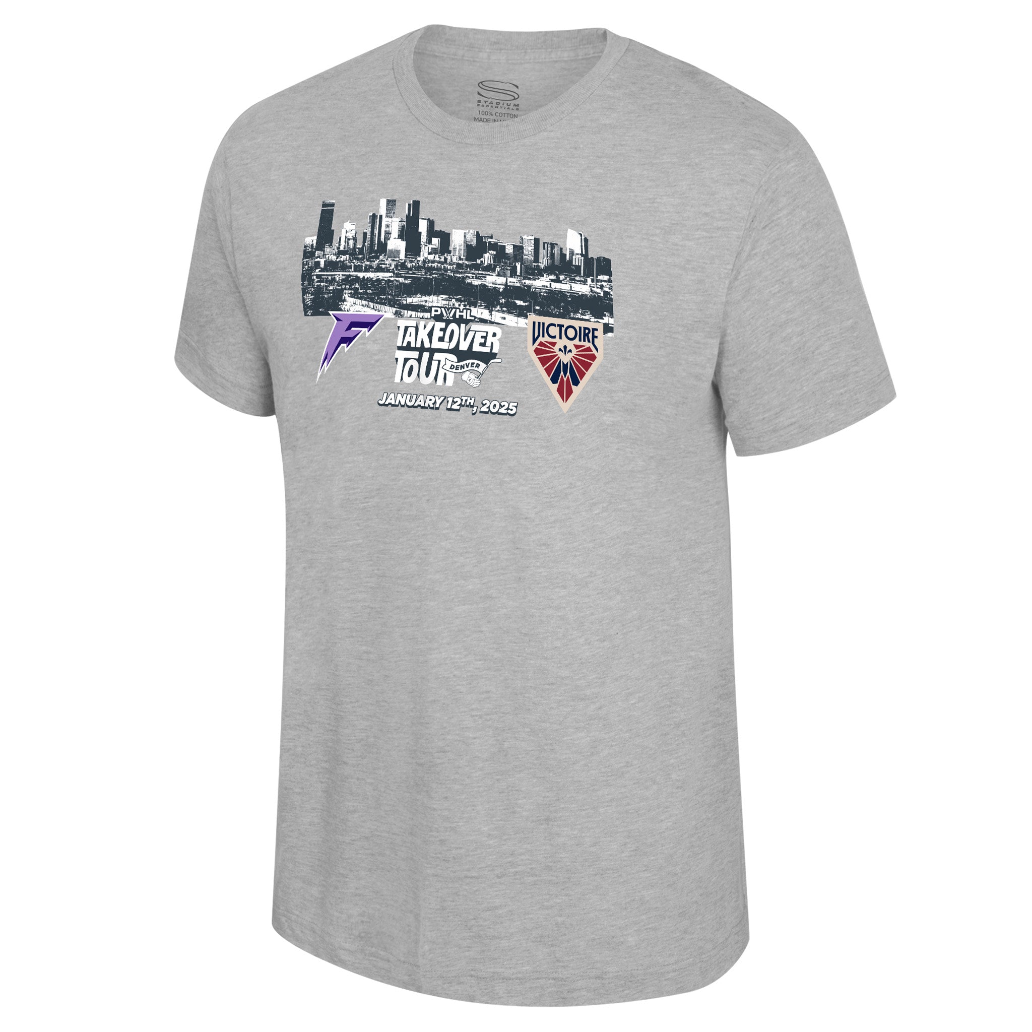 PWHL Adult Stadium Essentials Denver Takeover Tour Skyline Match Up T-Shirt
