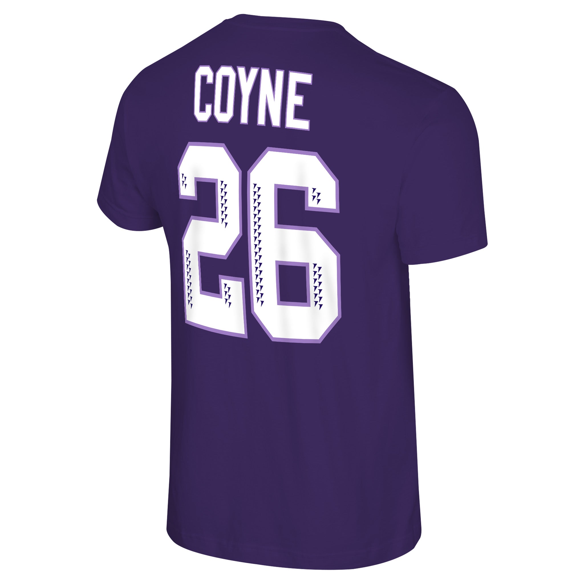 Purple t-shirt with 'COYNE' and number '26' on the back against a white background