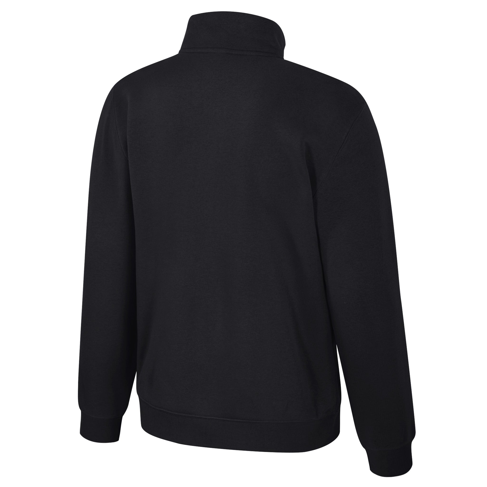 Black sweater shown from the back on a white background