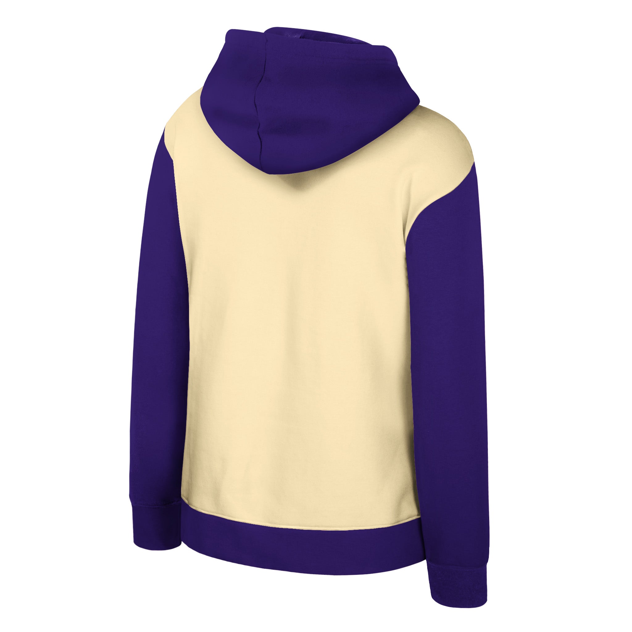 Purple and cream hoodie on a white background