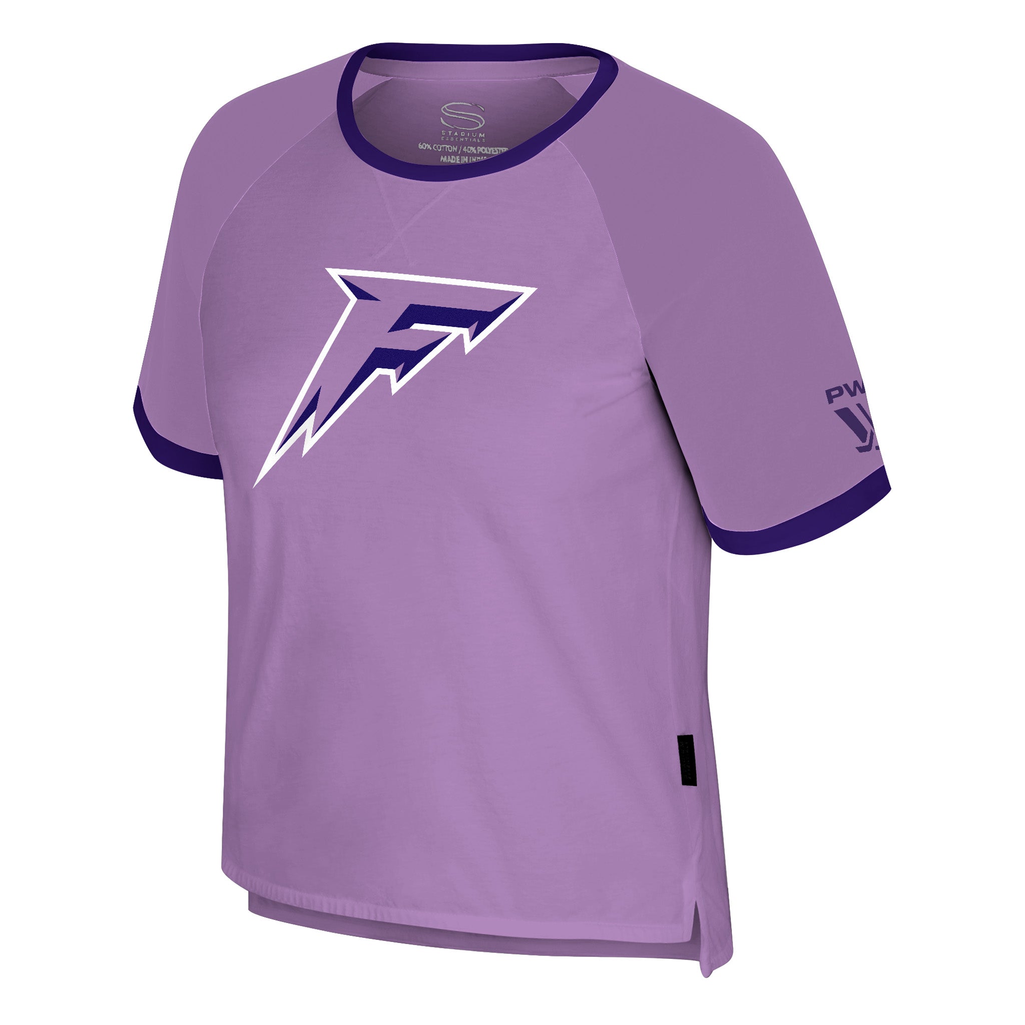 Purple sports jersey with a logo on a white background