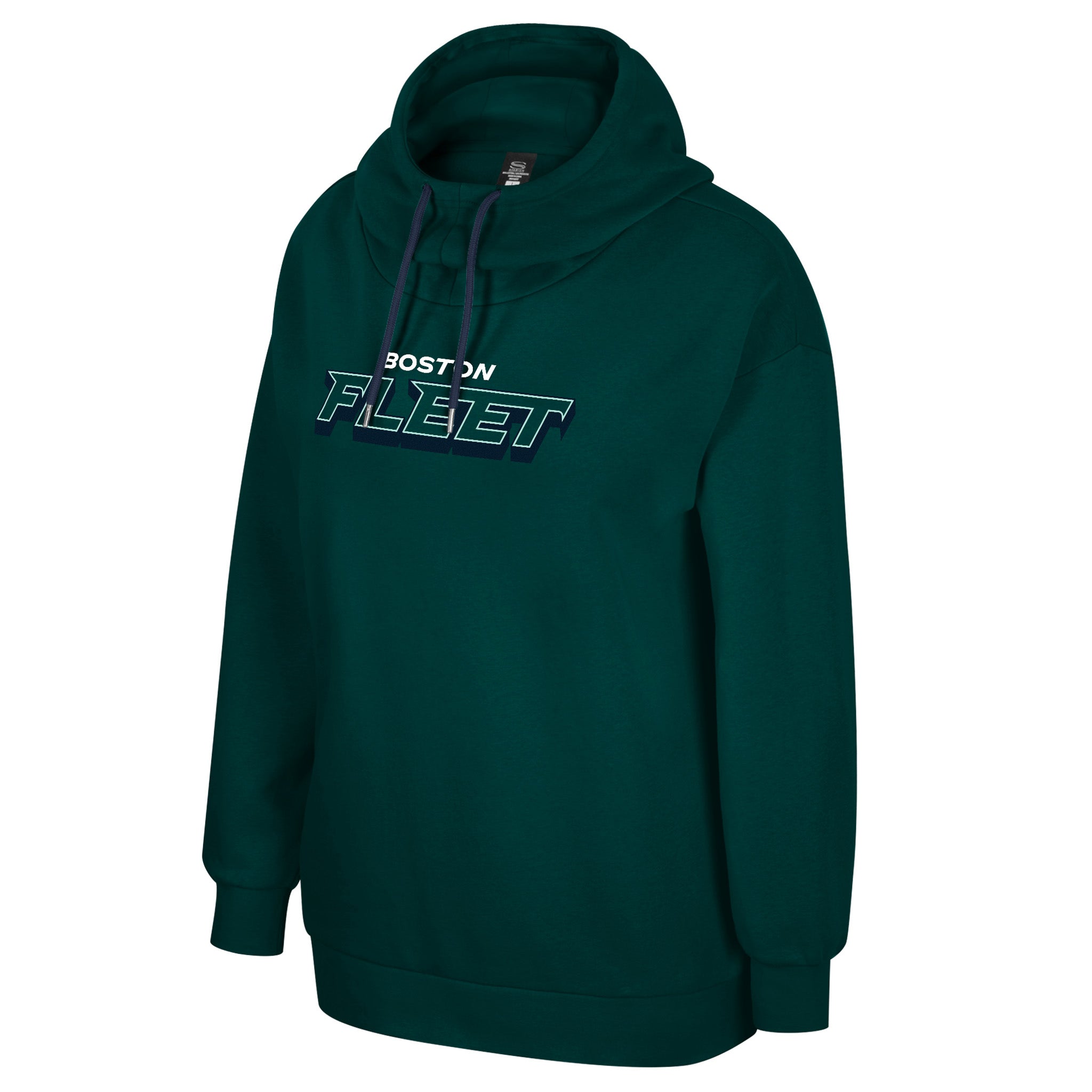 Green hoodie with 'Boston Fleet' text on a white background