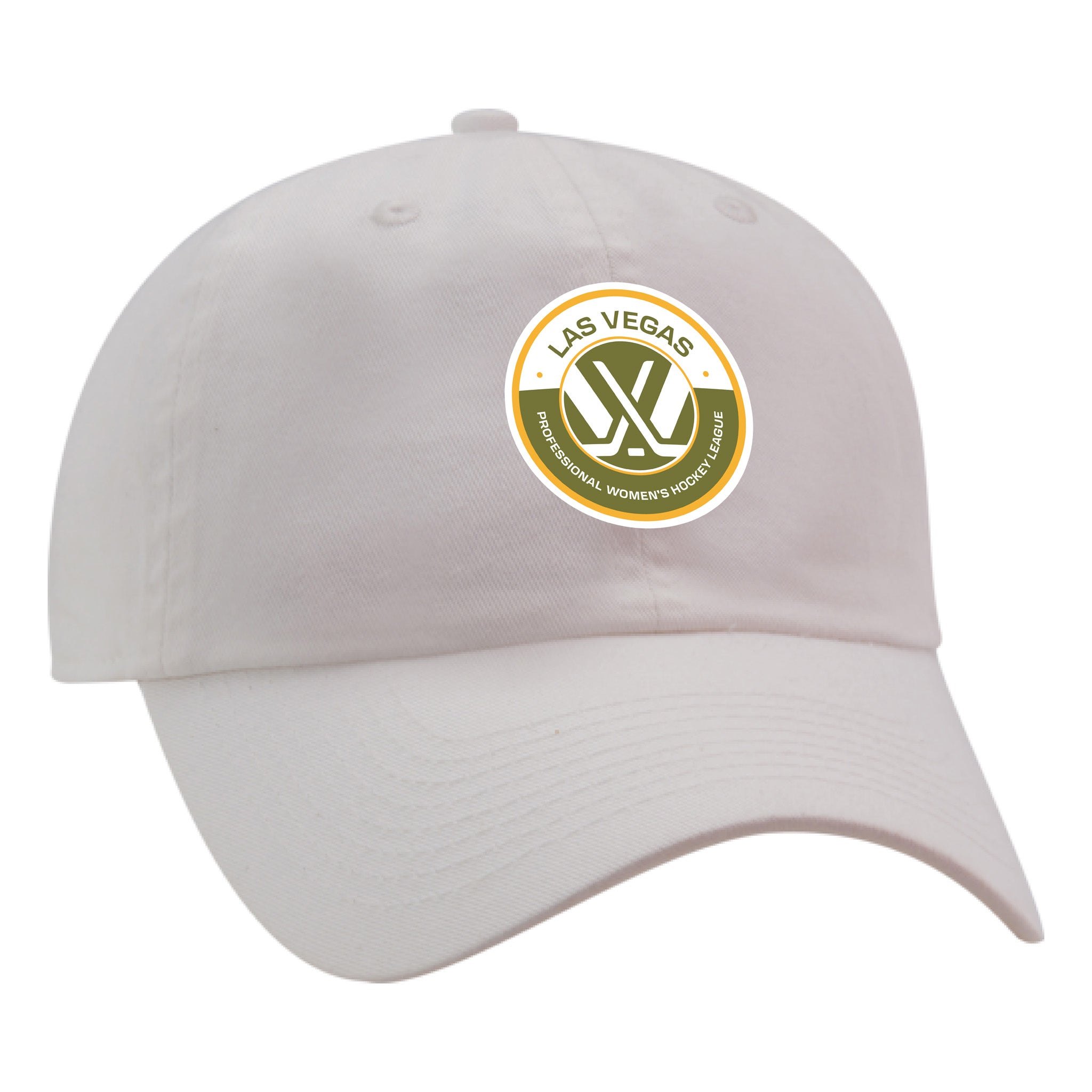 White cap with Las Vegas International Women's Hockey League logo on a white background