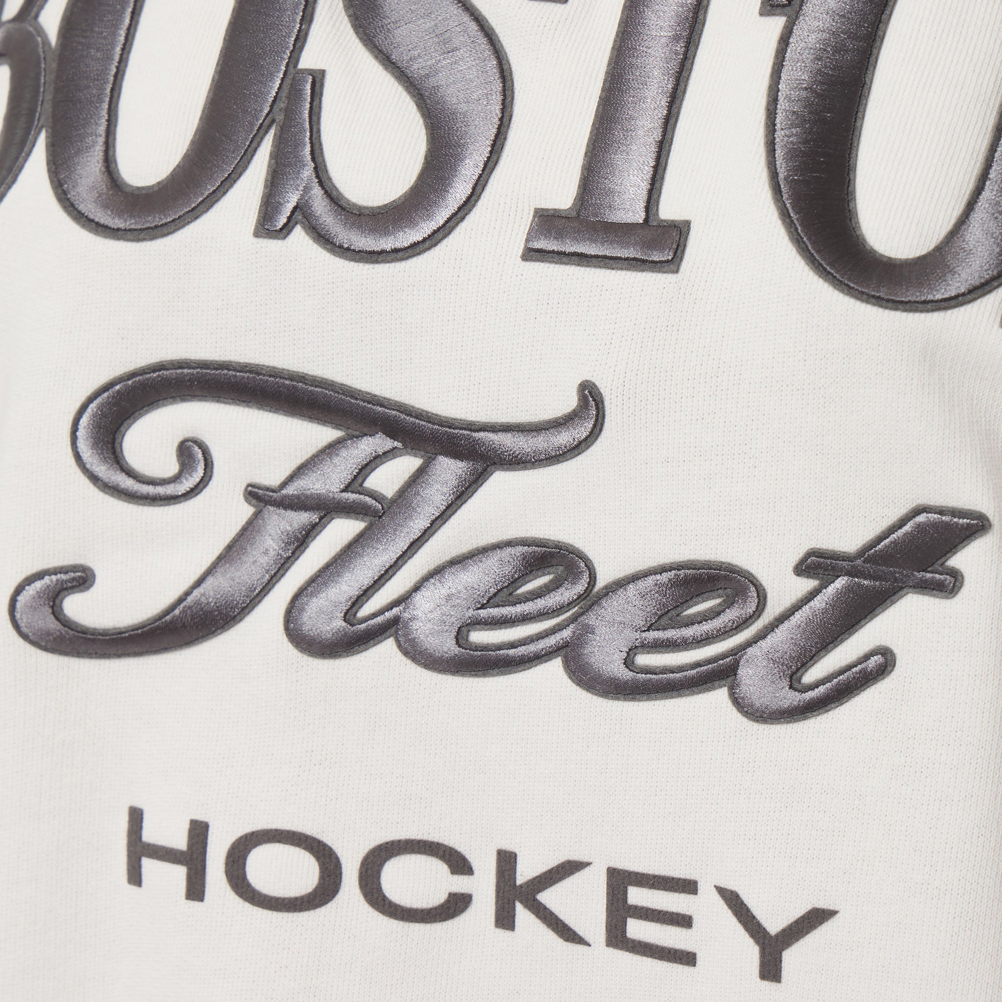 Text 'BOSTON Fleet HOCKEY' in stylized font on a white background