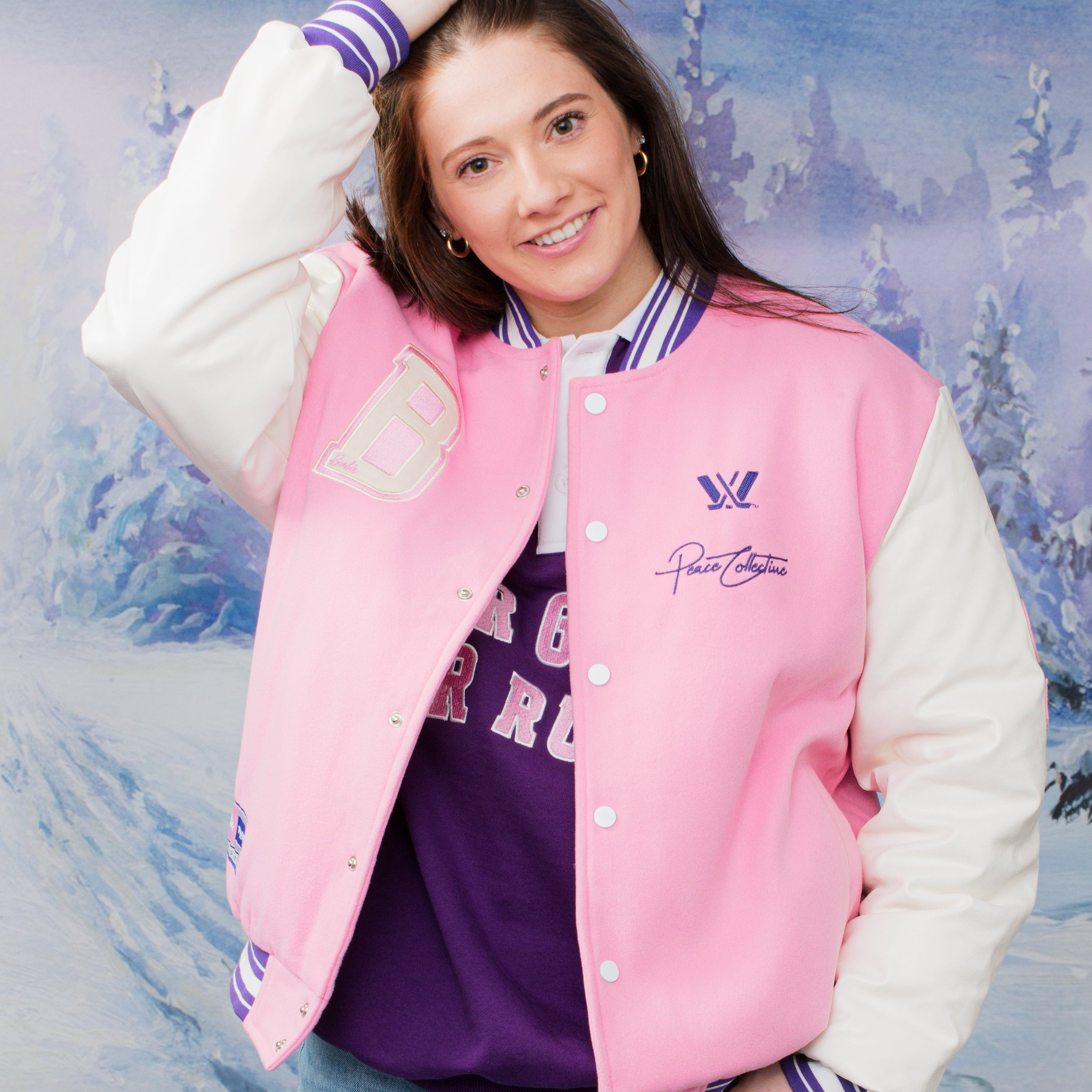 PWHL x Barbie by Peace Collective Adult Letterman Jacket - Jacket in S