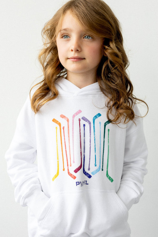 PWHL Rainbow Sticks Youth Hoodie