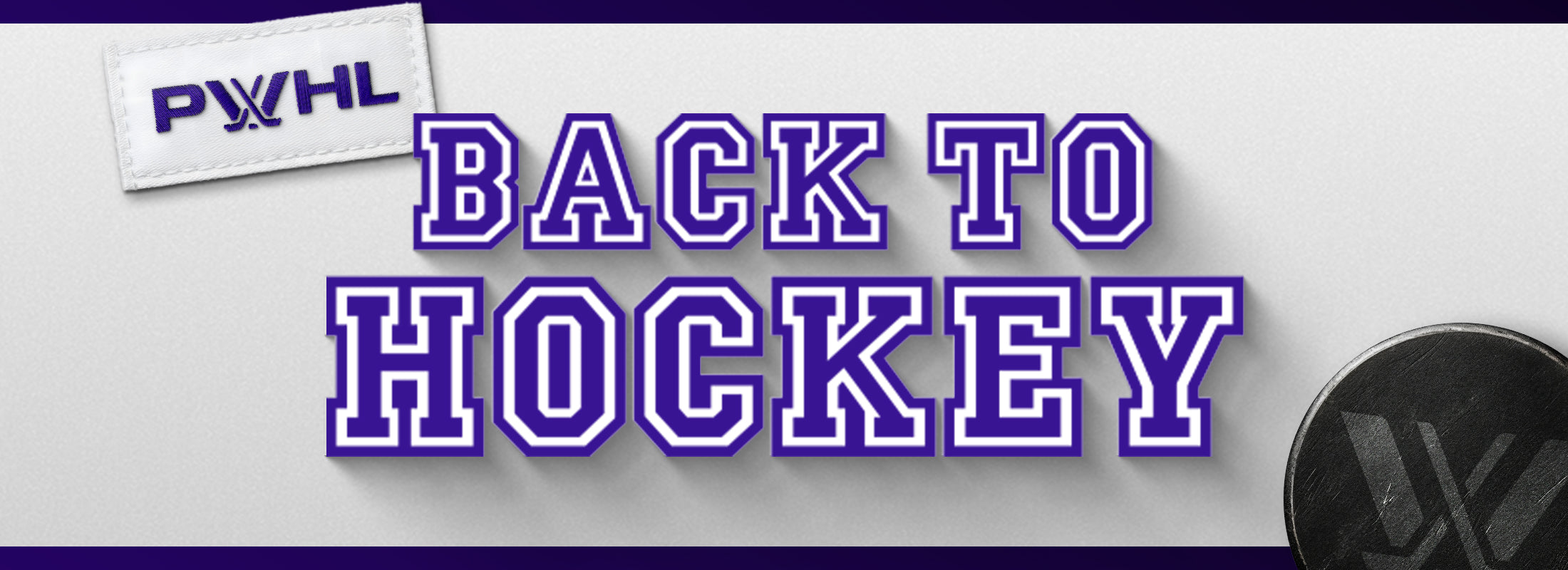 Banner with 'PWHL' logo and 'Back to Hockey' text on a purple background