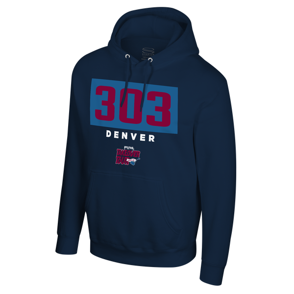 PWHL Adult Stadium Essentials Denver Takeover Area Code Crossbar Hoodie