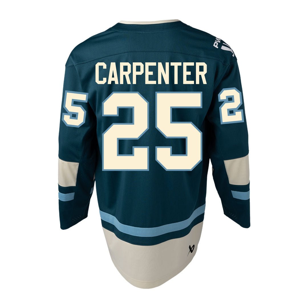 Alex Carpenter 25 PWHL Seattle jersey back- teal colour