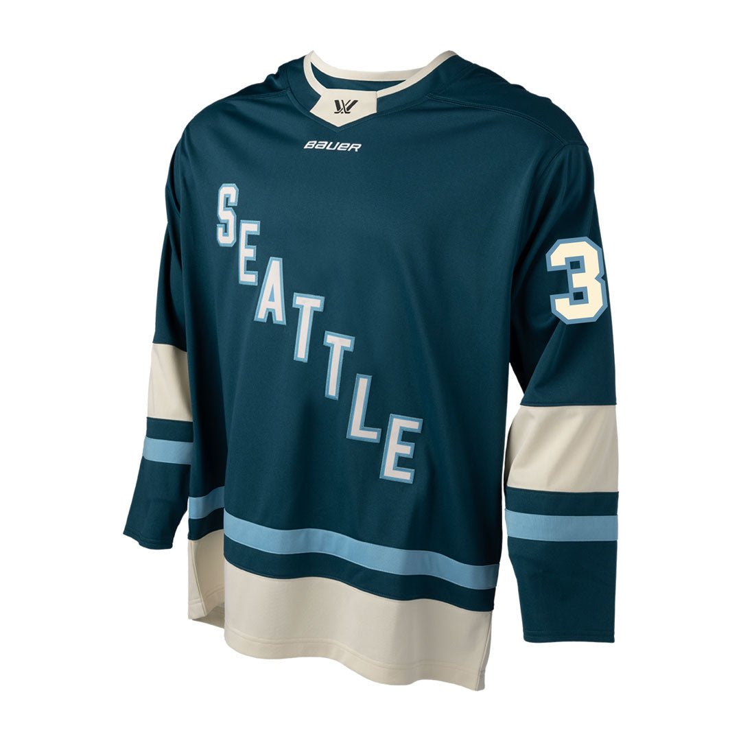 Cayla Barnes 3 PWHL Seattle jersey side - teal colour