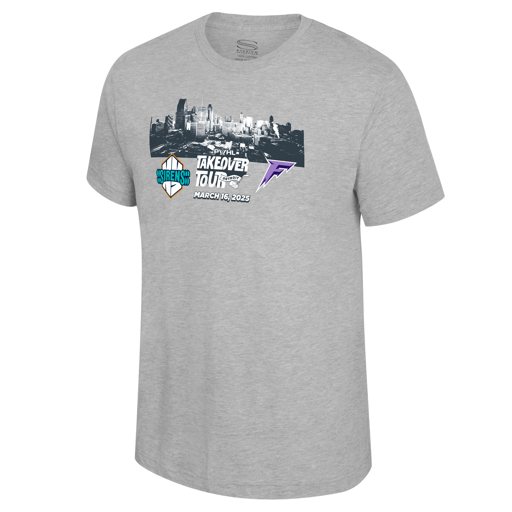 PWHL Adult Stadium Essentials Detroit Takeover Skyline Match Up T-Shirt - T-Shirt in S