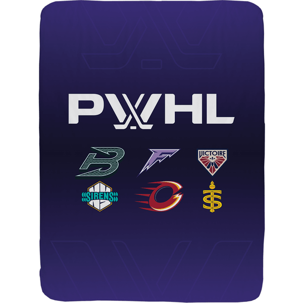PWHL Large Sherpa Fleece Inaugural Six Logo Throw Blanket