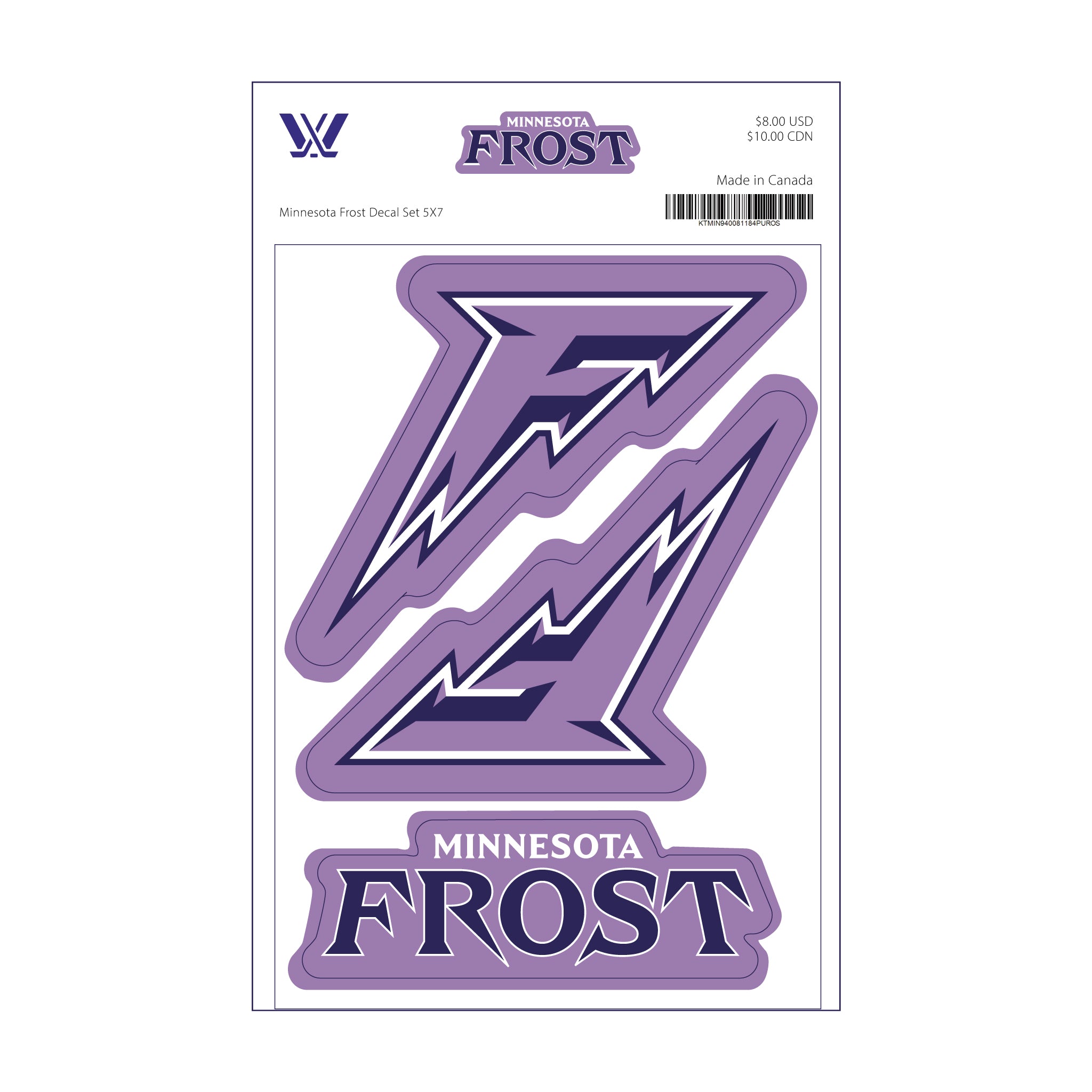 Minnesota Frost Decal Set 5" x 7" - Collectibles in One Size