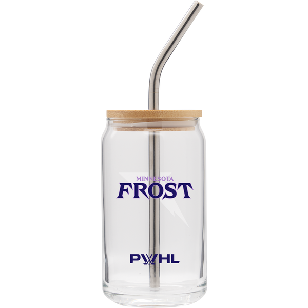 Minnesota Frost Soda Can Glass with Lid and Straw