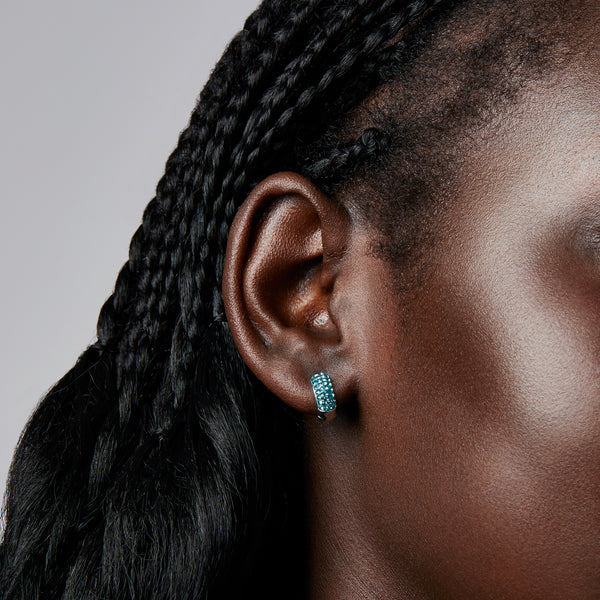 New York Sirens Hillberg & Berk Mini Sparkle Hoops - Jewelry in Teal