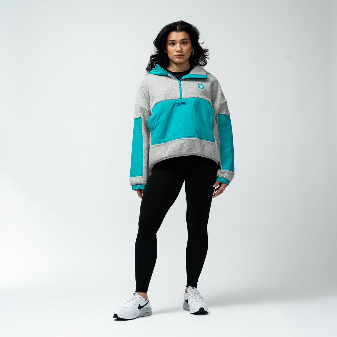 New York Sirens Adult Royalty Sherpa Half Zip Jacket - Jacket in Teal