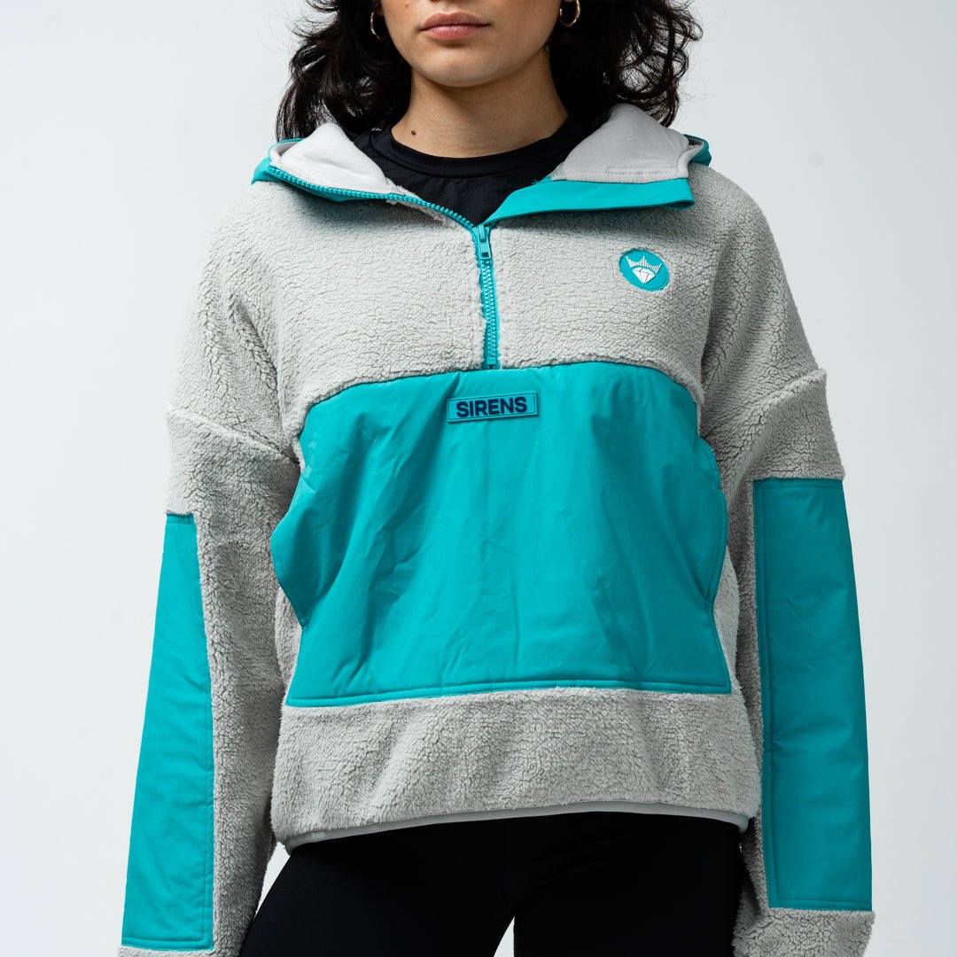 New York Sirens Adult Royalty Sherpa Half Zip Jacket - Jacket in Teal
