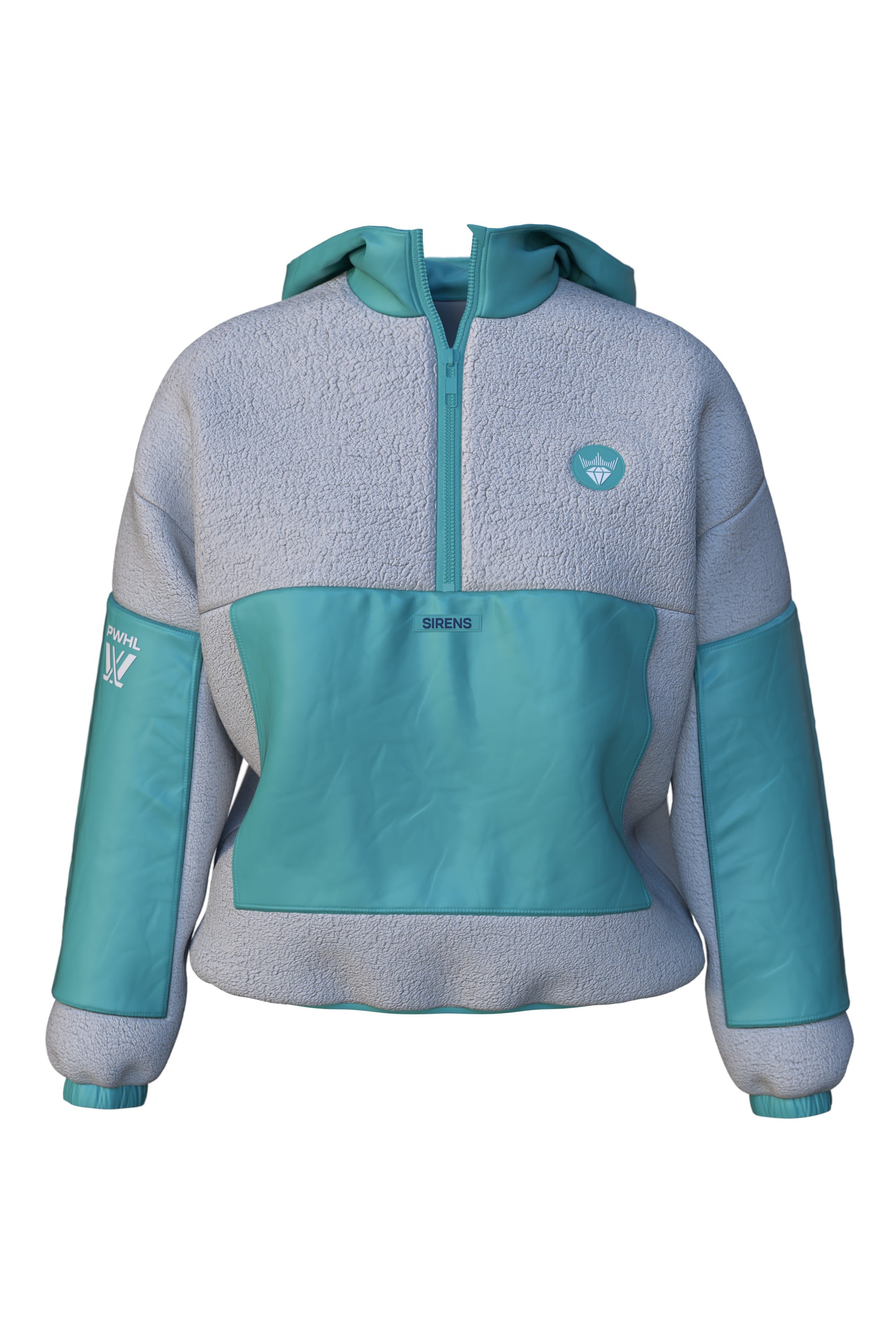 New York Sirens Adult Royalty Sherpa Half Zip Jacket - Jacket in Teal