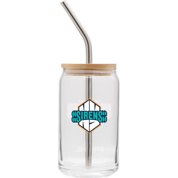 New York Sirens Soda Can Glass with Lid and Straw
