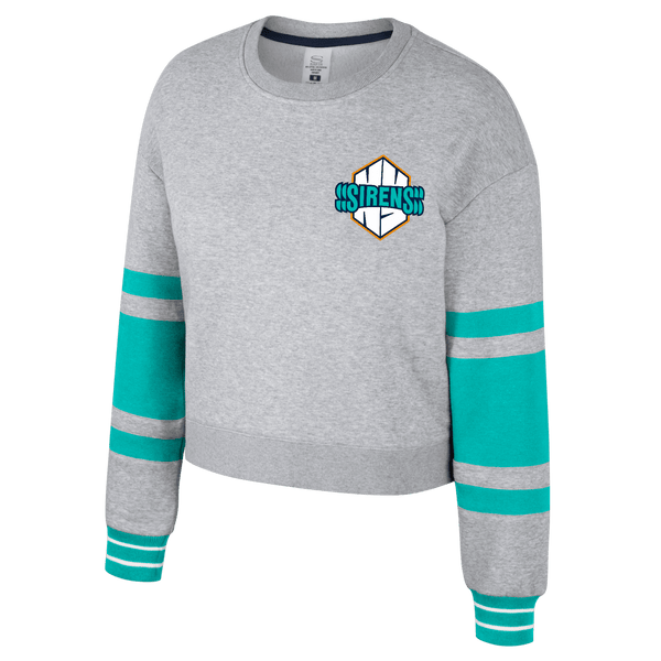 New York Sirens Women's Stadium Essentials Scrimmage 2 Long Sleeve Crop Crew - Crewneck in Grey