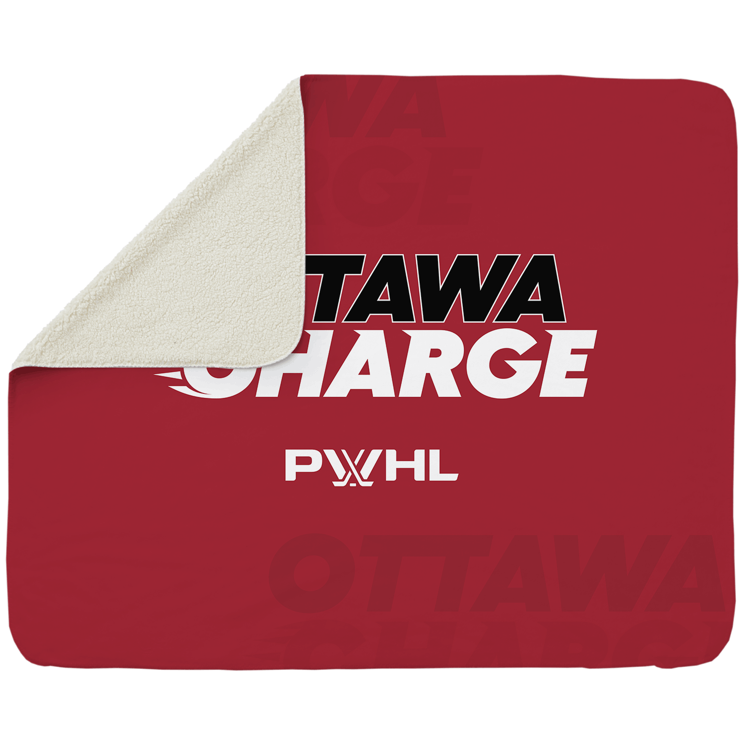 Ottawa Charge Sherpa Fleece Throw Blanket - Blankets in Cream Back
