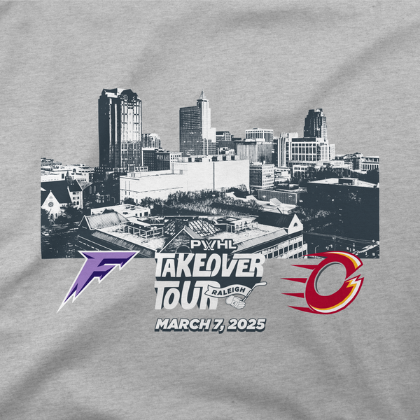 PWHL Adult Stadium Essentials Raleigh Takeover Skyline Match Up T-Shirt