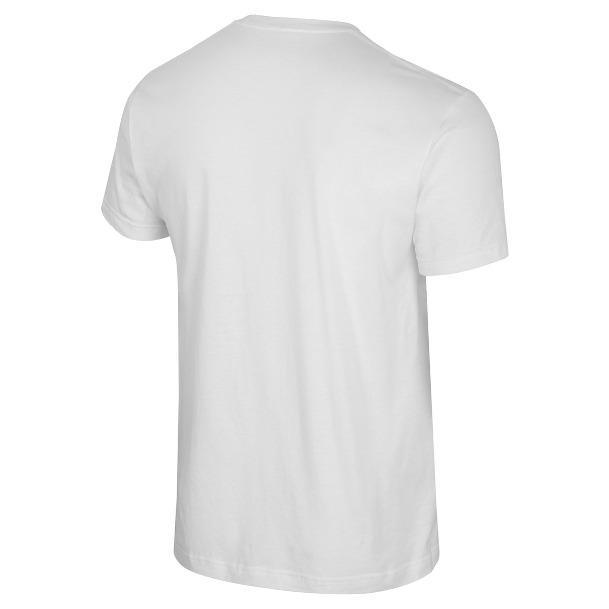 The back of a white short sleeved shirt.