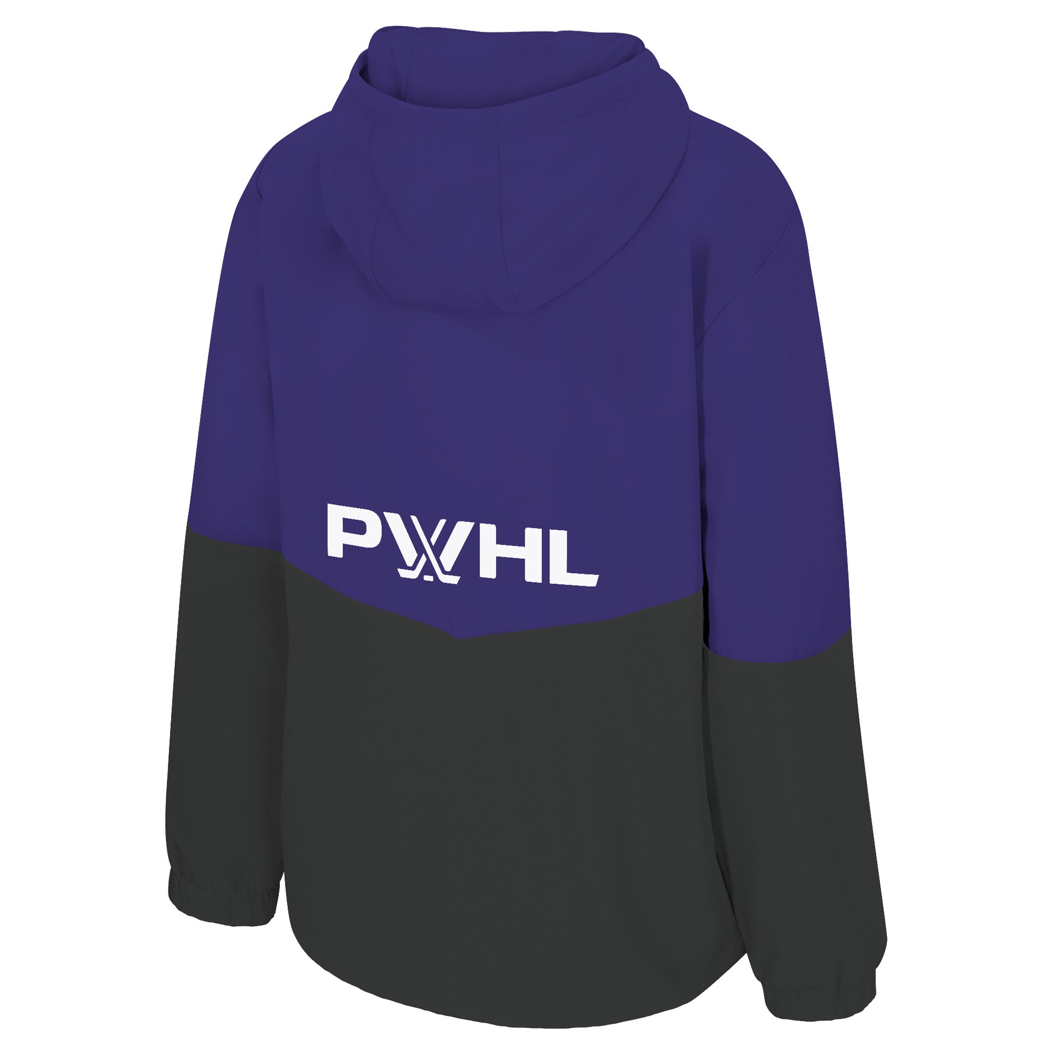 Purple and black hoodie with 'PWHL' logo on a white background