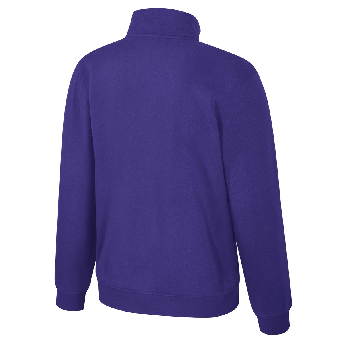 The back of a purple PWHL fleece quarter zip.