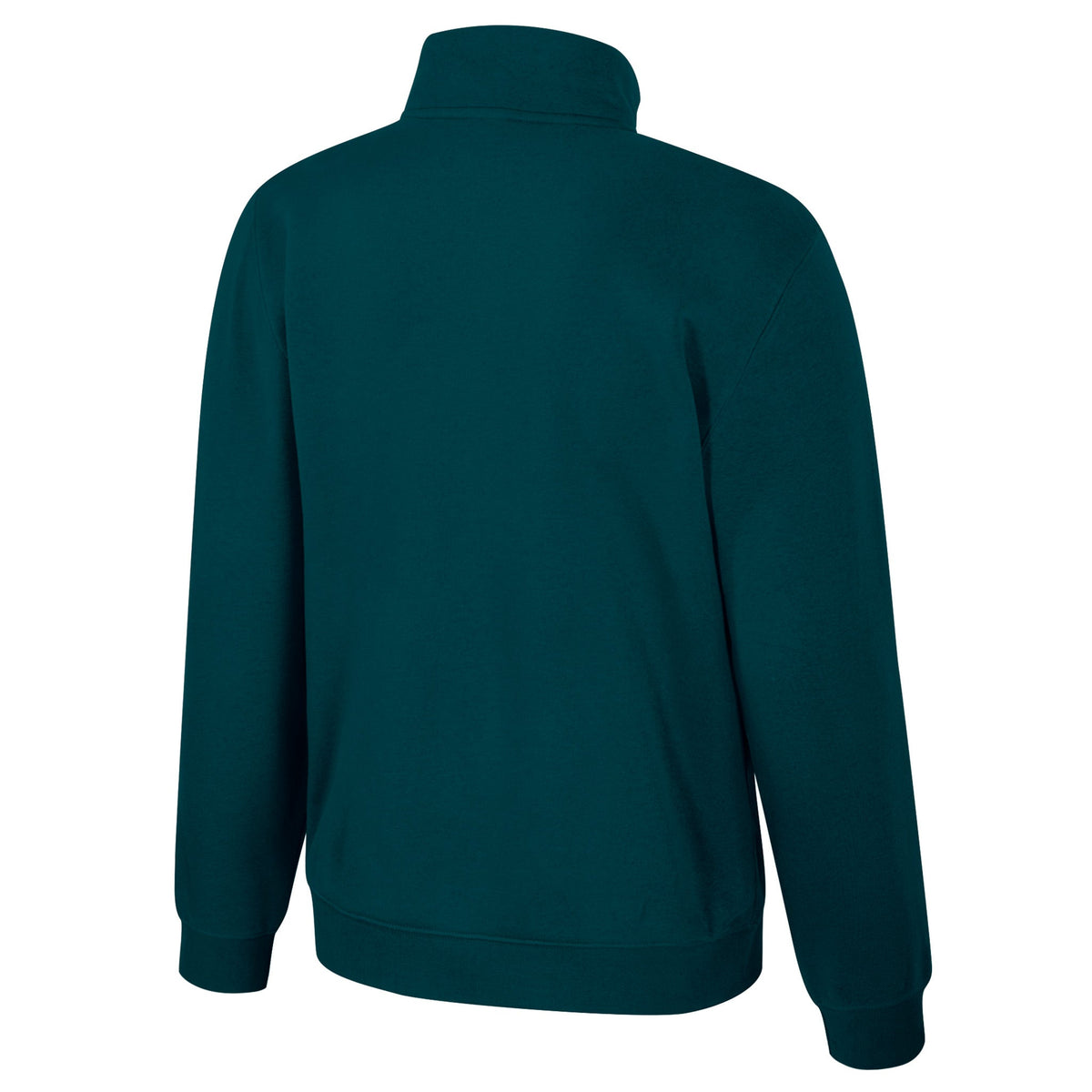 the back of a slate green Seattle Torrent fleece quarter zip. 