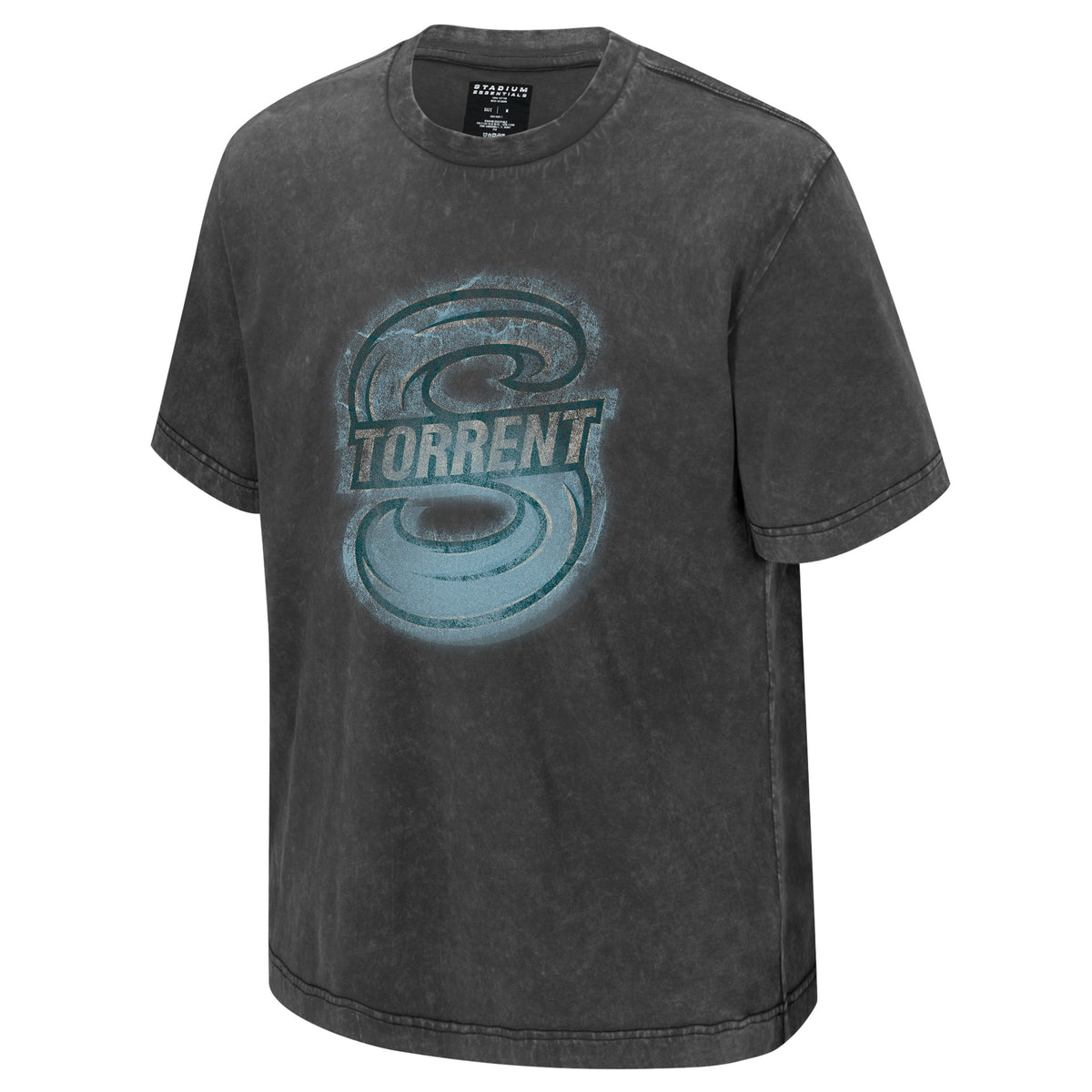 The front of a dark gray was short sleeve shirt with the Seattle Torrent logo in the center.