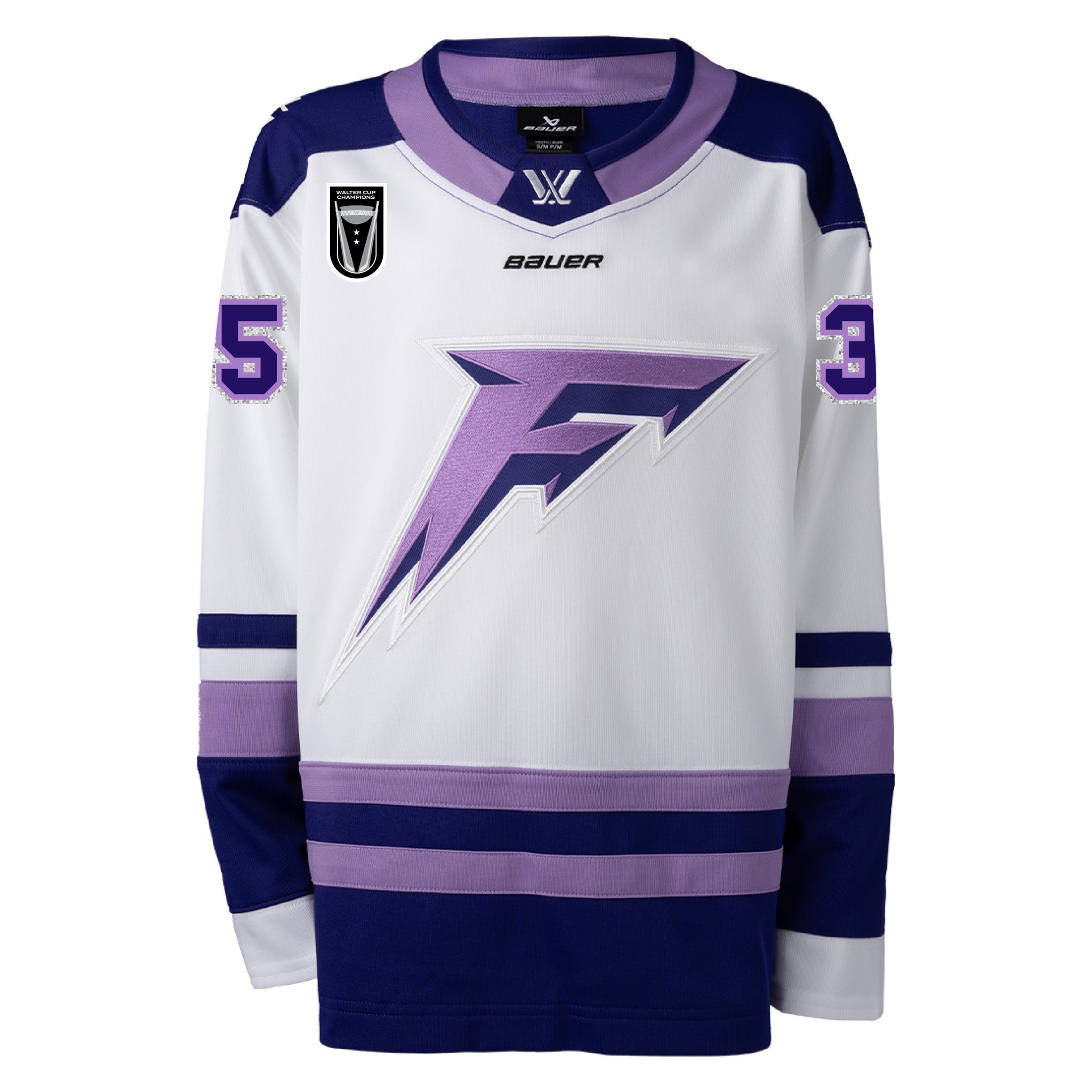 Adult Minnesota Frost Maddie Rooney 2025 Champions Bauer Replica Away Jersey in white front