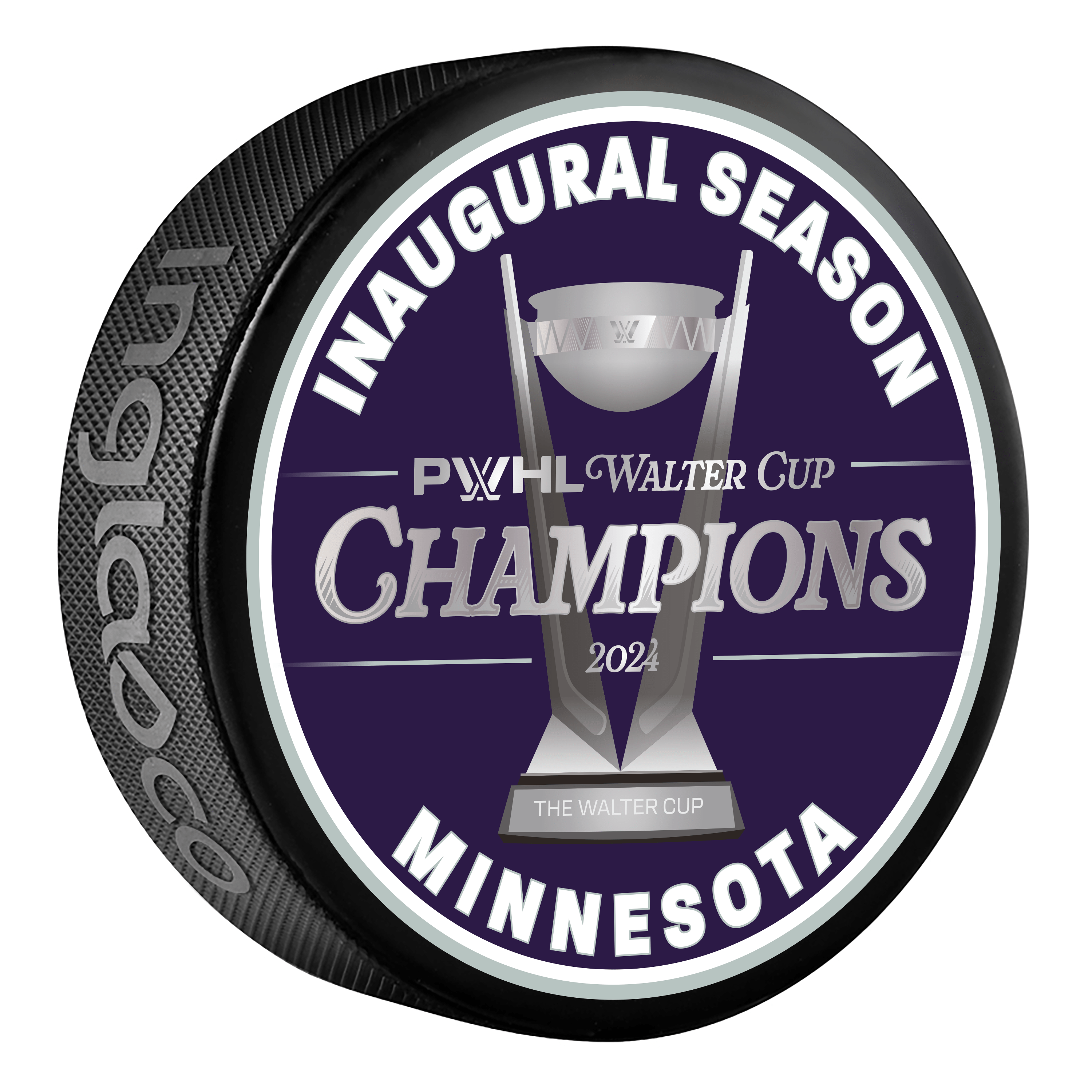 Minnesota PWHL Walter Cup Champions Puck with Team Roster - Pucks in Black