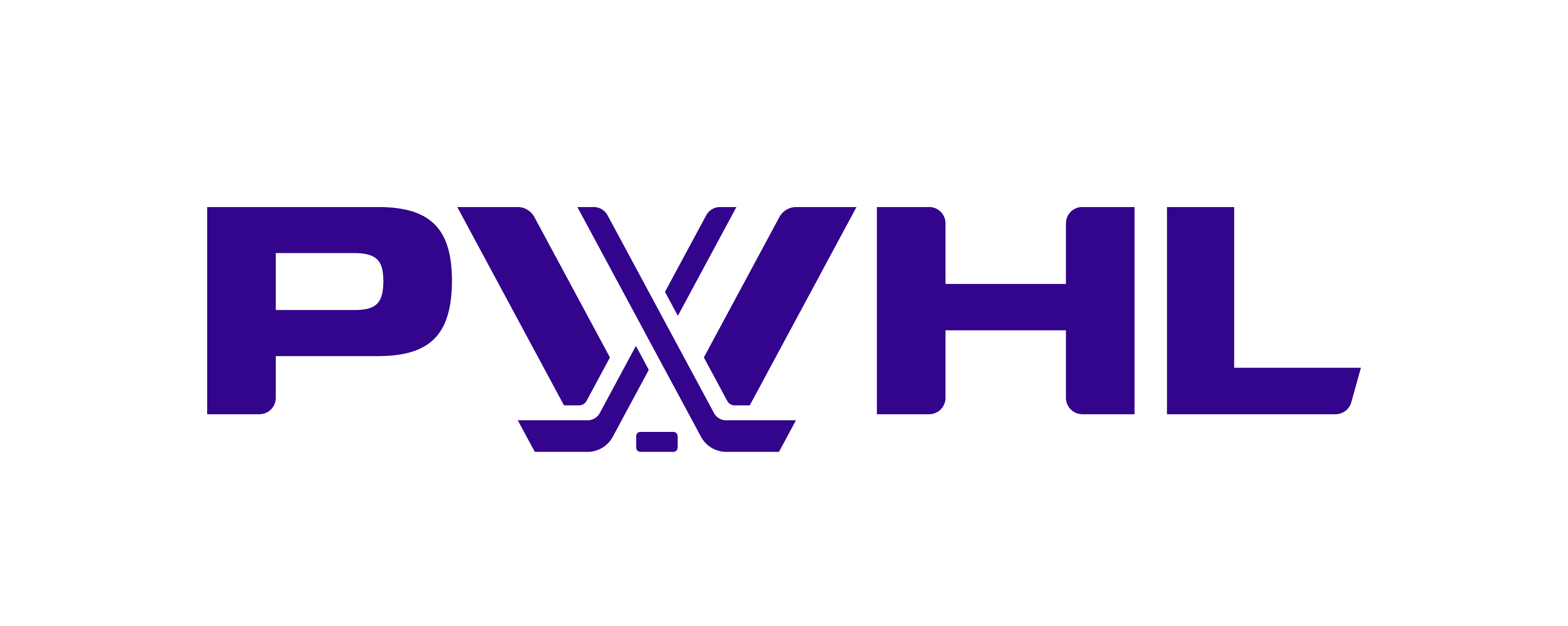 Purple logo with 'PWHL' on a black background