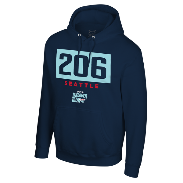 PWHL Adult Stadium Essentials Seattle Takeover Area Code Crossbar Hoodie