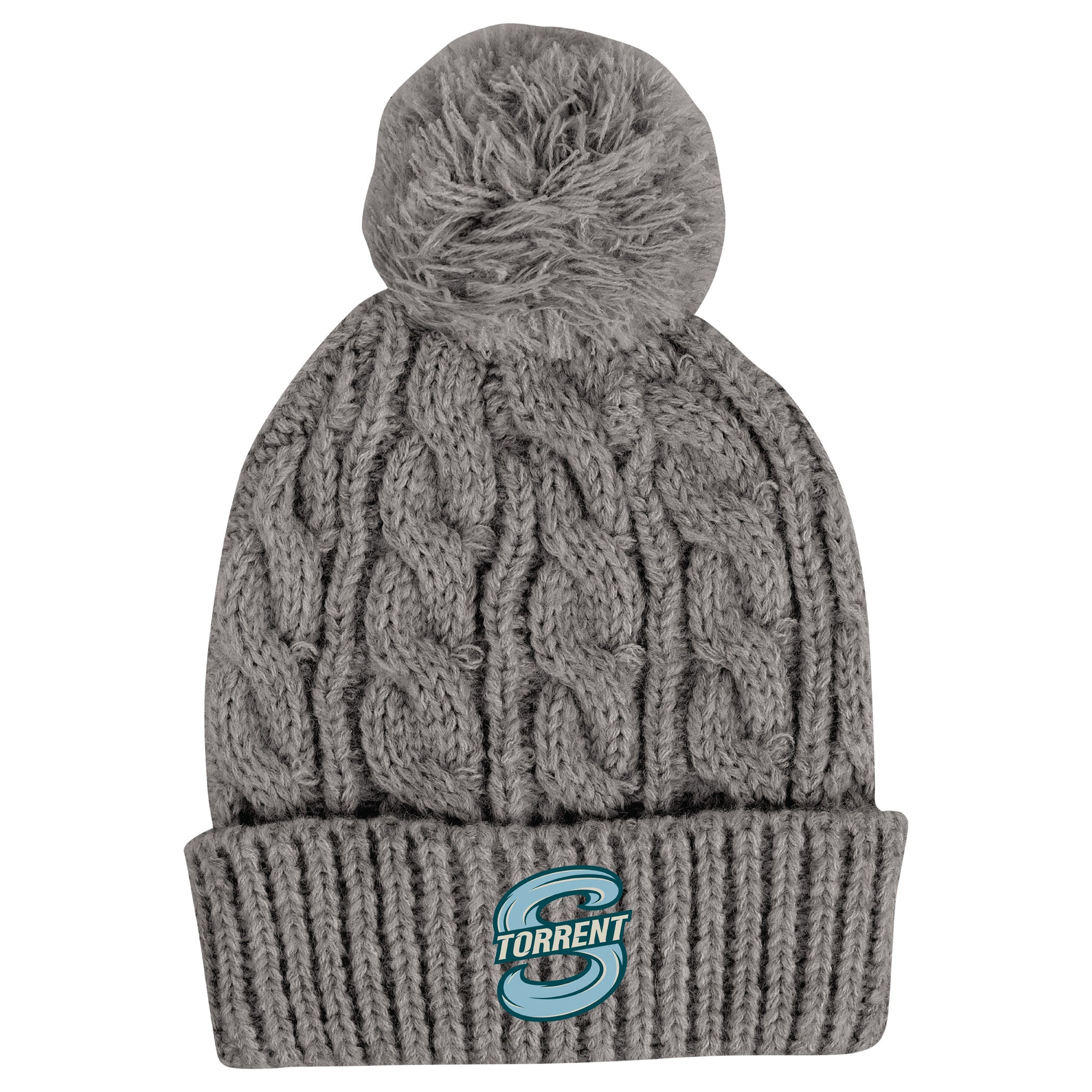Gray Adult Seattle Torrent Ahead Kierra Pom Beanie with Seattle Torrent Logo