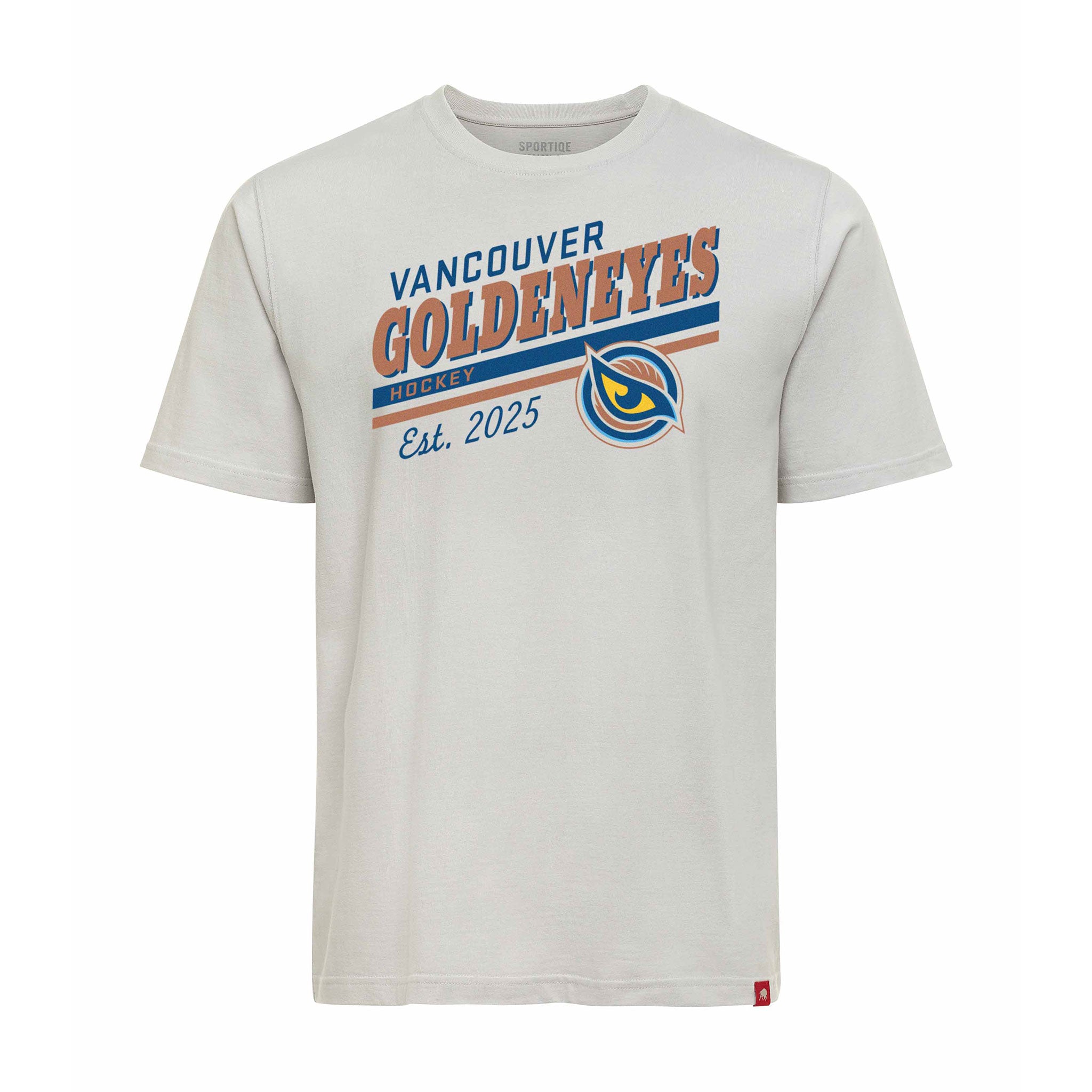 Adult Vancouver Goldeneyes Sportiqe Graphic Duke T-Shirt in dove with Vanvouver Goldeneyes Graphic